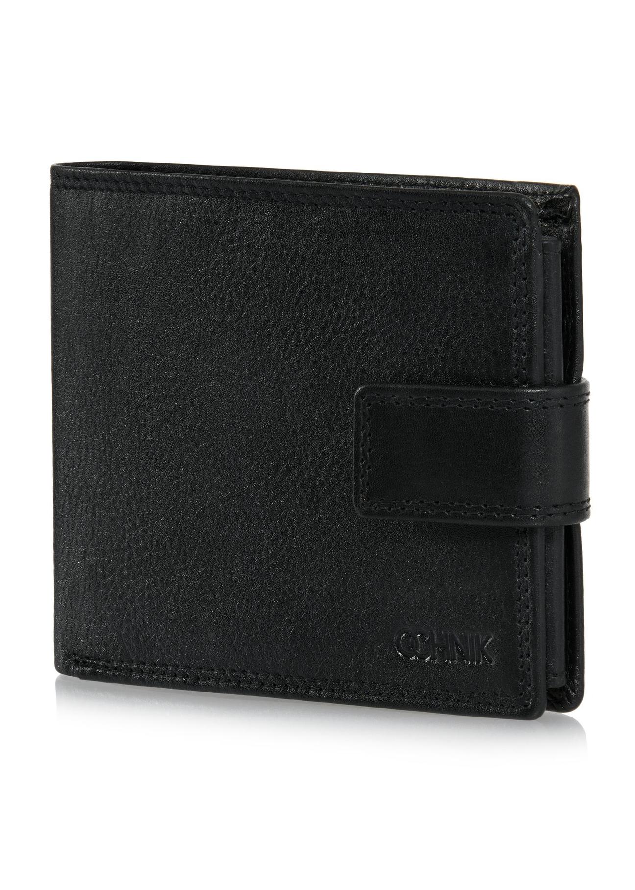 Men's black leather clasp wallet PORMS-0606-99(W24)-03