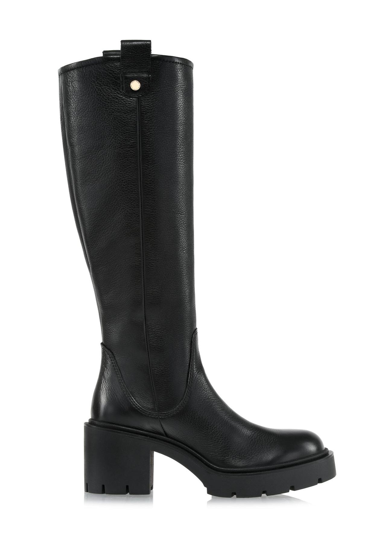 Black leather women's high-heeled boots BUTYD-1096-99(Z24)-01