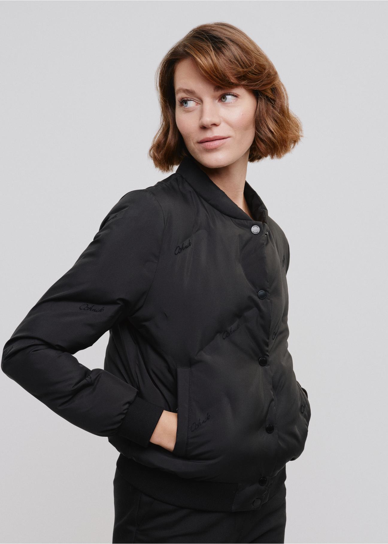 Women's black insulated bomber jacket KURDT-0502-99(W24)-01