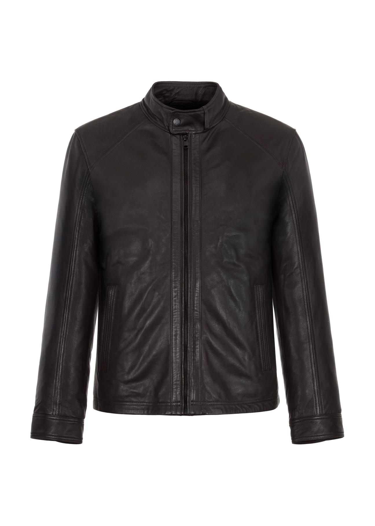 Men's leather jacket with stand-up collar KURMS-0323-2076(Z23)-04