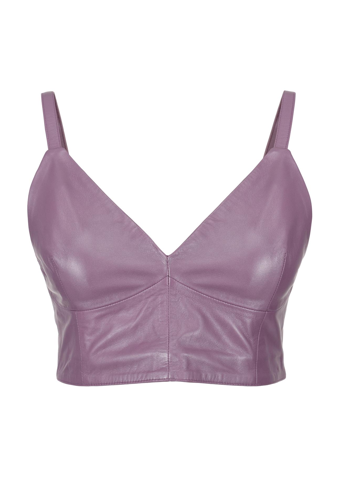 Women's purple leather top TOPDS-0005-1324(W23)-03