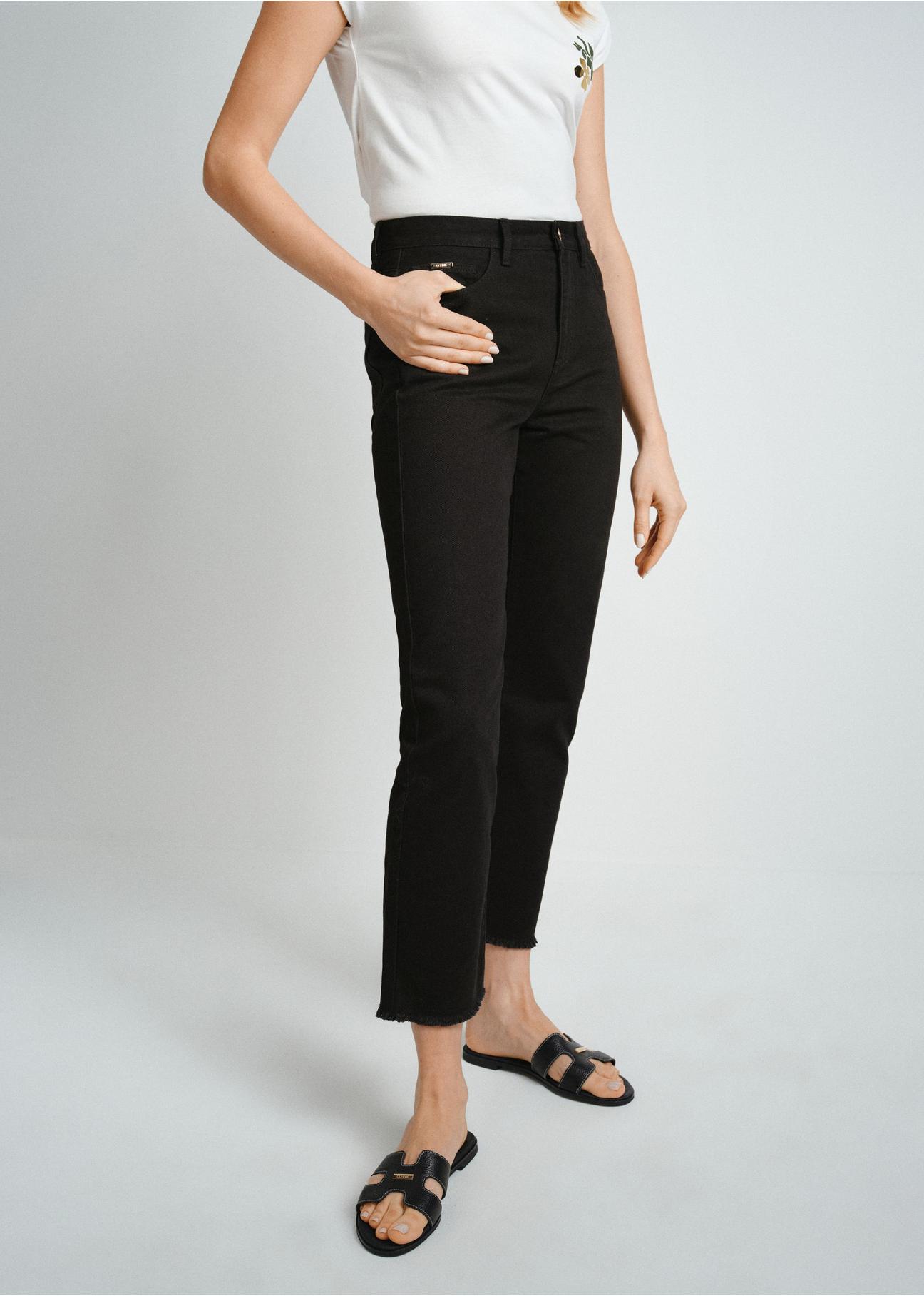 Women's black denim pants SPODT-0078-99(W24)-01