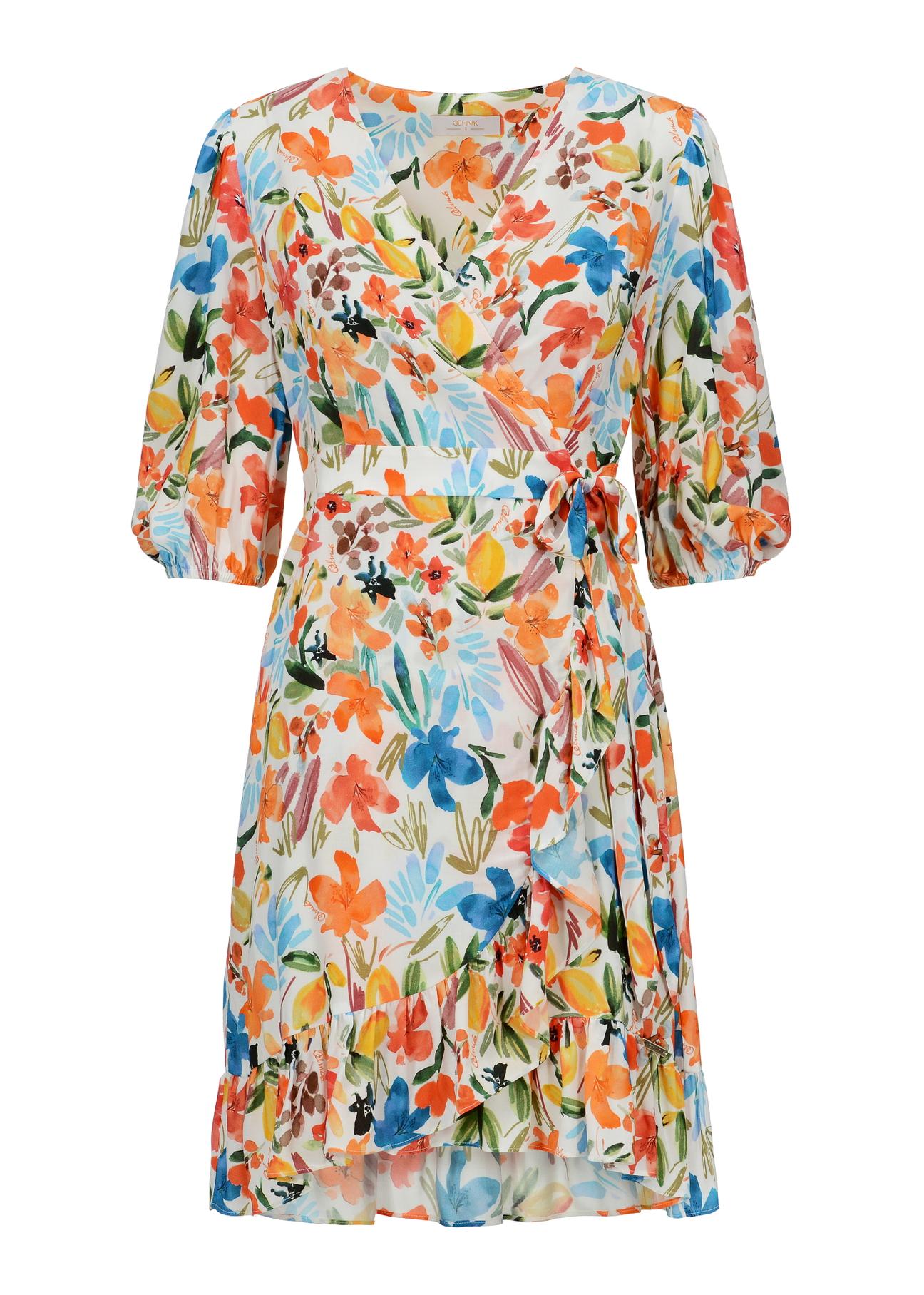 Floral dress with frill SUKDT-0159-15(W23)-03