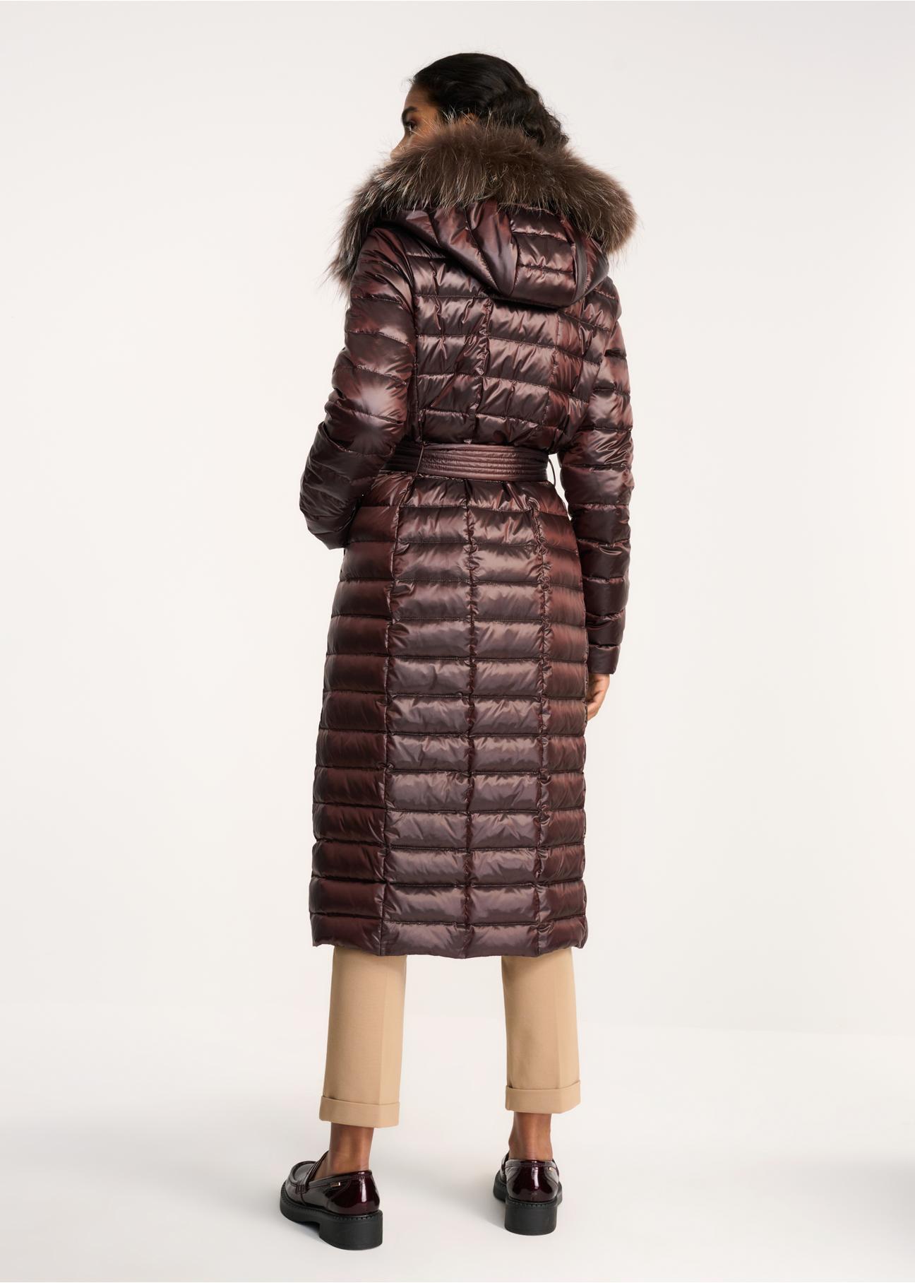 Women's maroon quilted down jacket KURDT-0006-49(Z22)-04