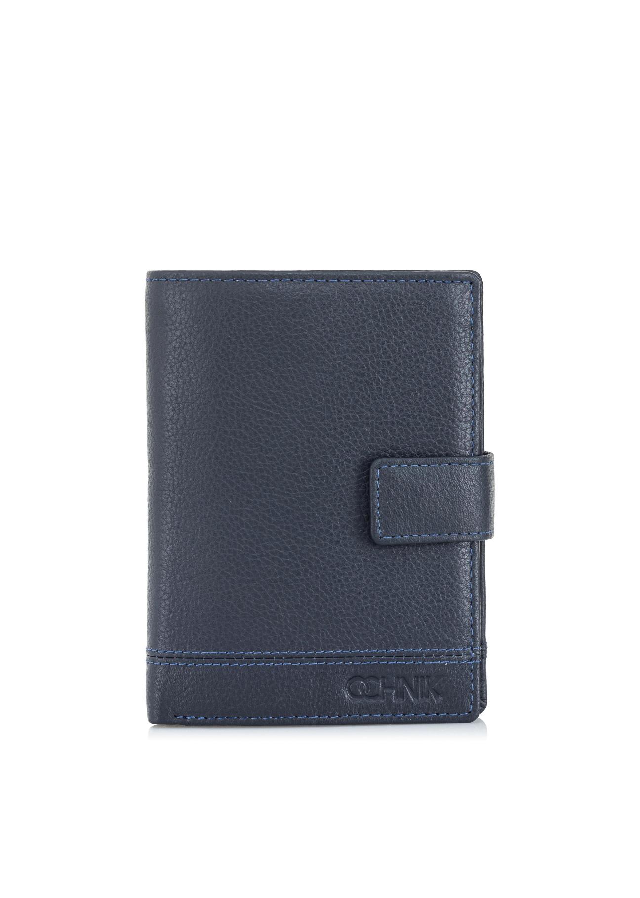 Men's navy blue leather wallet PORMS-0010-69(W24)-01