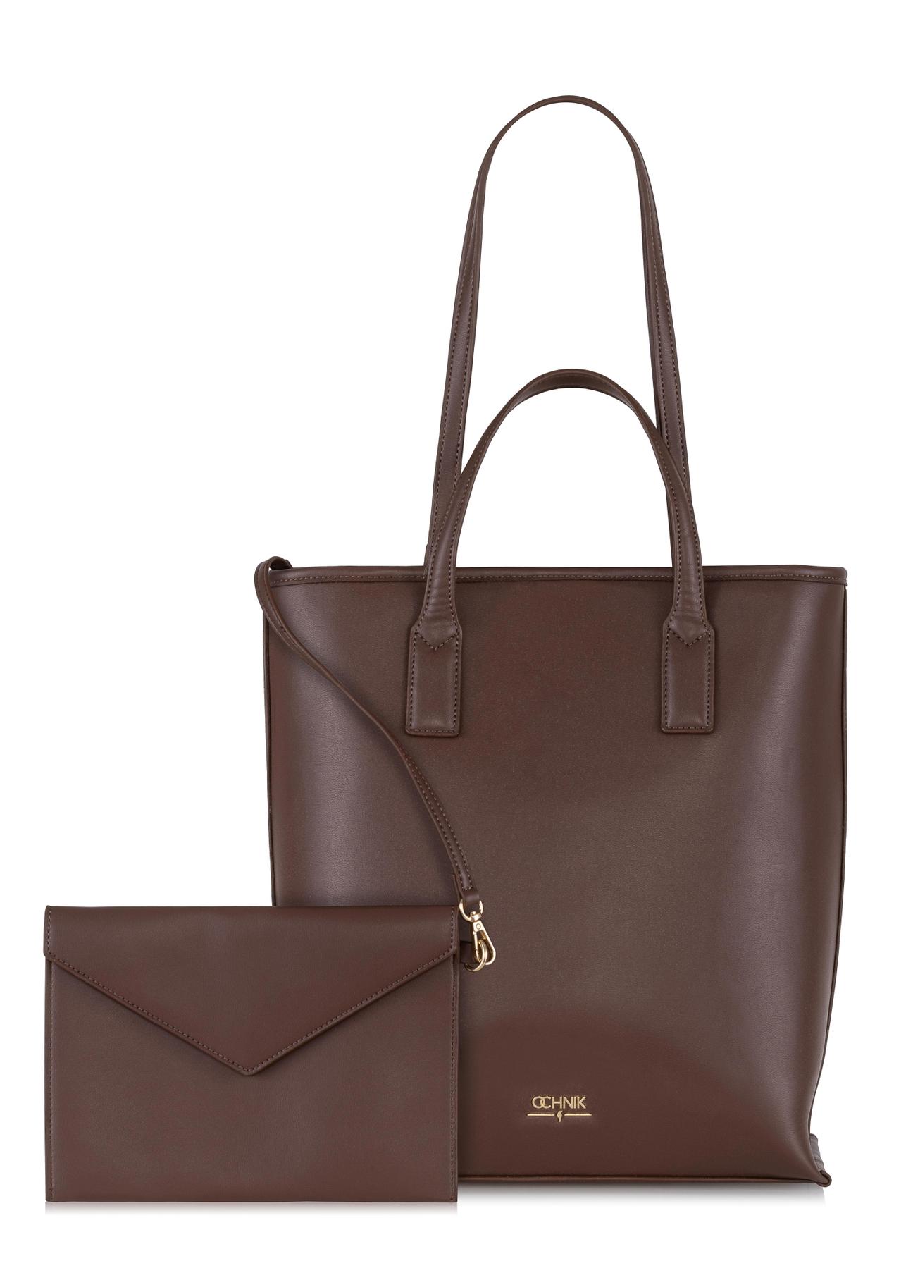 Brown women's shopper bag TOREC-0907-89(W24)-06