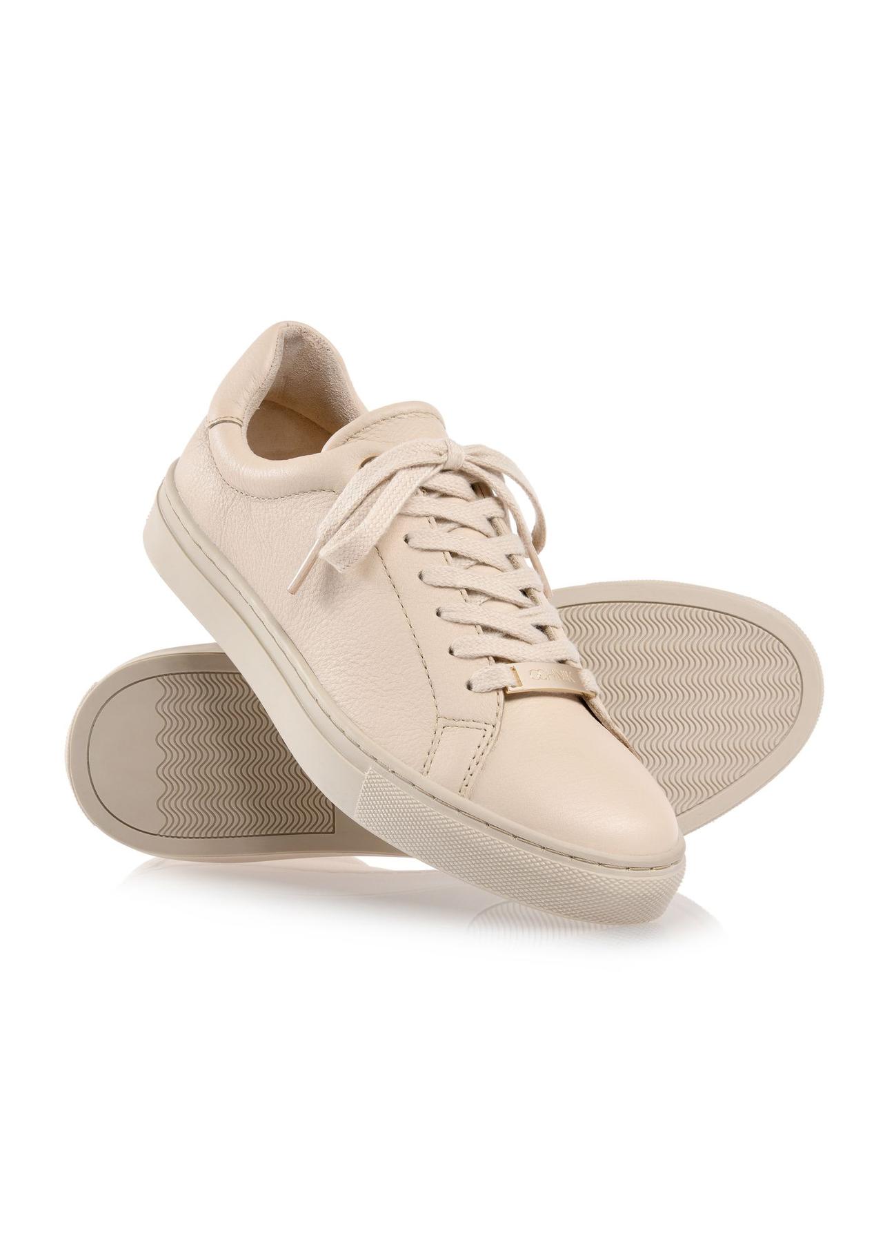 Beige leather women's sneakers BUTYD-1068-81(W24)-04