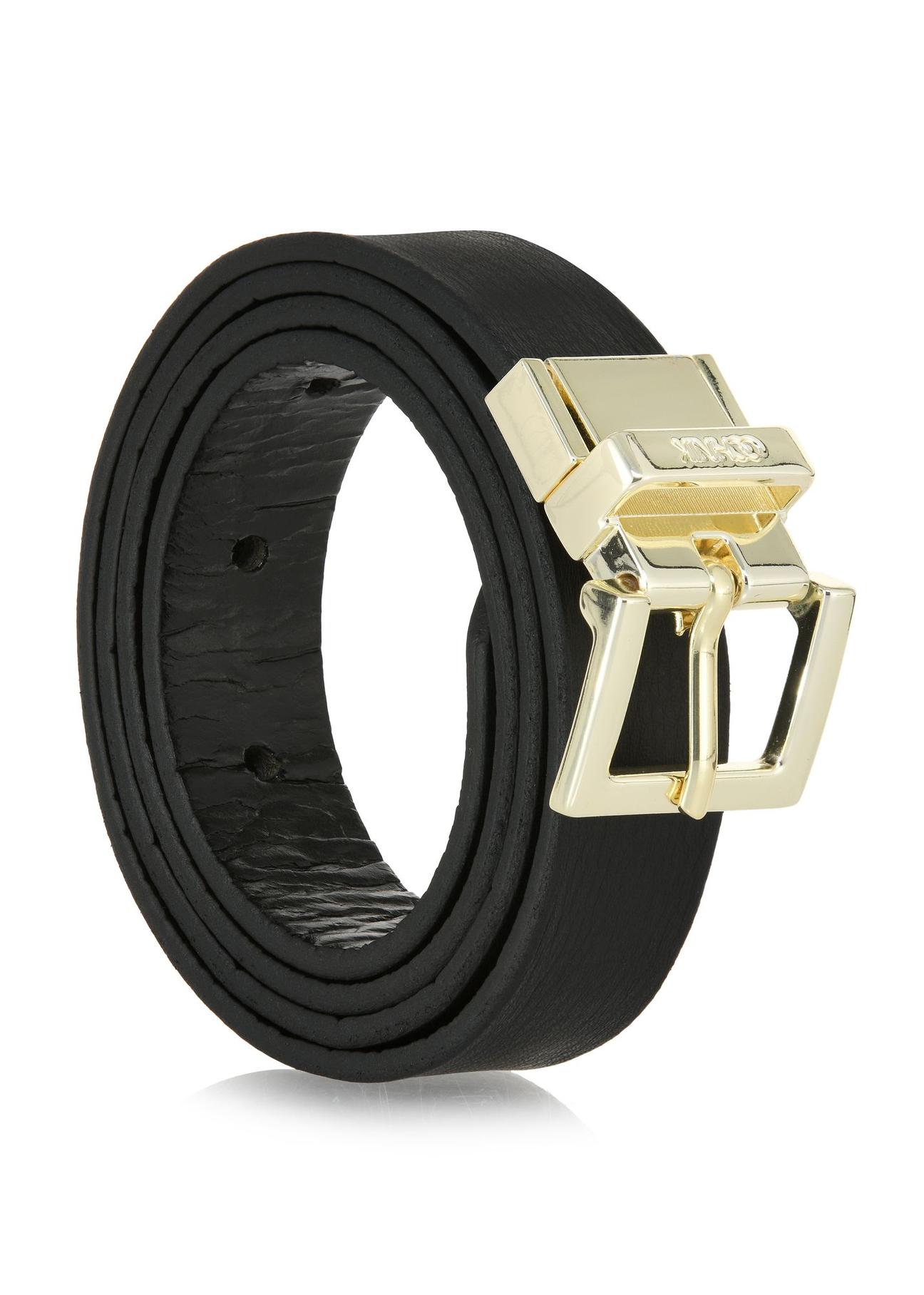 Women's double-sided black leather belt PASDS-0304-99(W24)-04