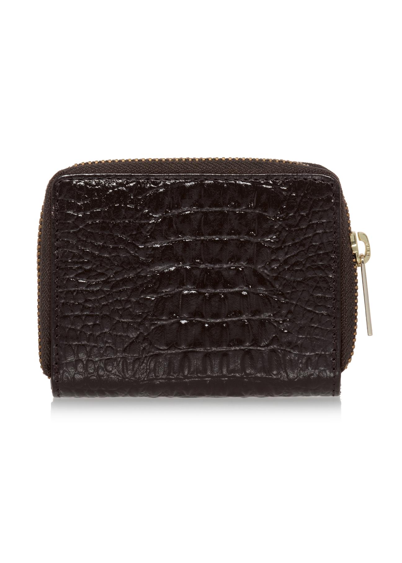 Dark brown leather women's croco wallet PORES-0810-90(W23)-02