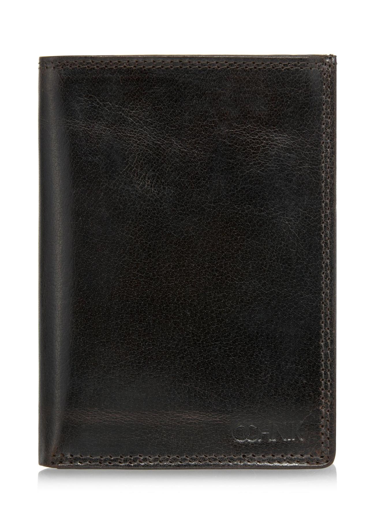 Leather unbuttoned brown men's wallet PORMS-0554-89(W24)-01