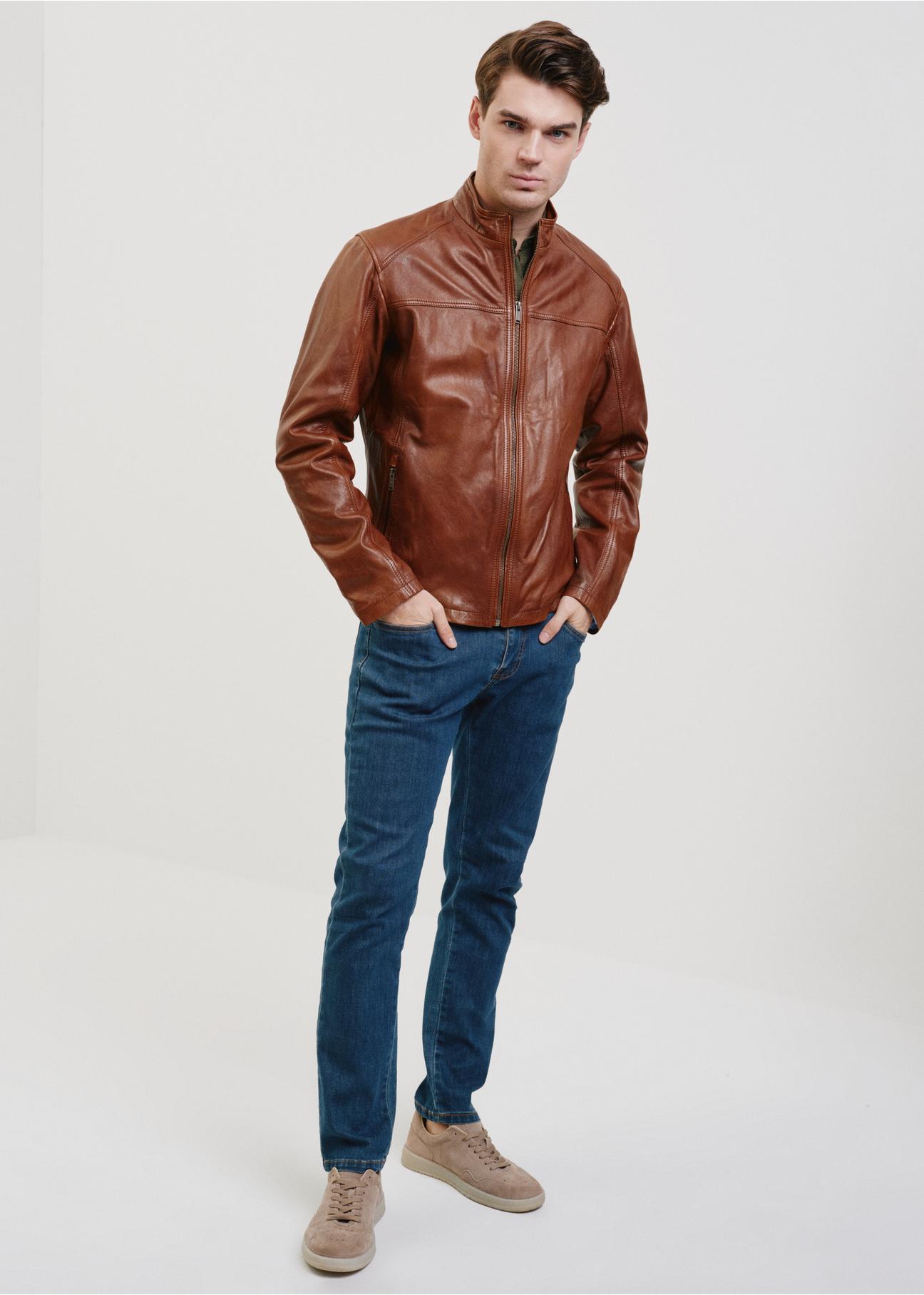 Cognac leather jacket for men KURMS-0327-1362(W24)-04