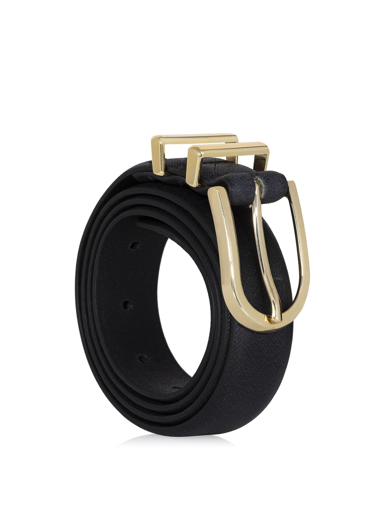 Women's black leather belt PASDS-0159C-99(W24)-02