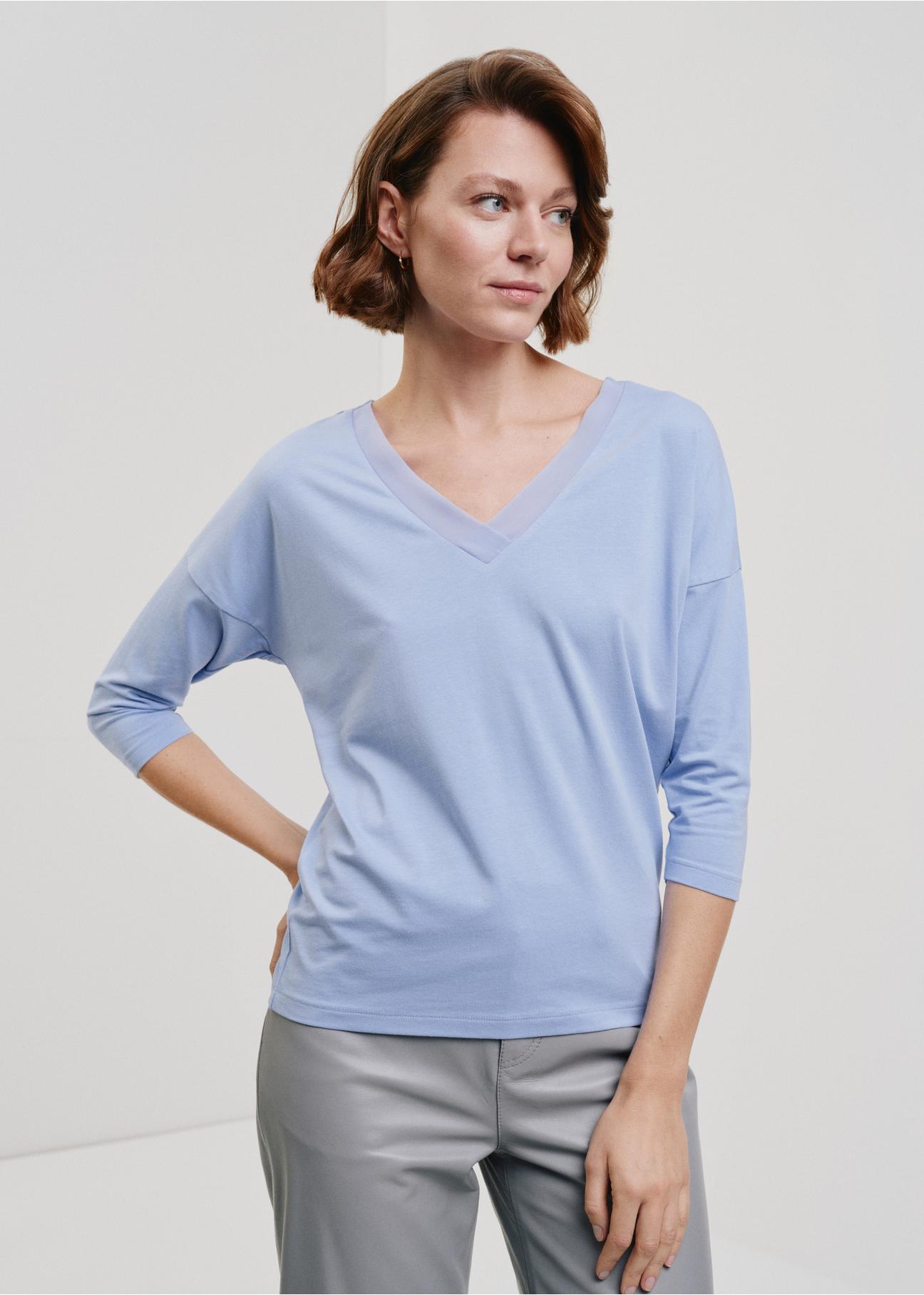 Blue women's blouse BLUDT-0156-61(W24)-01