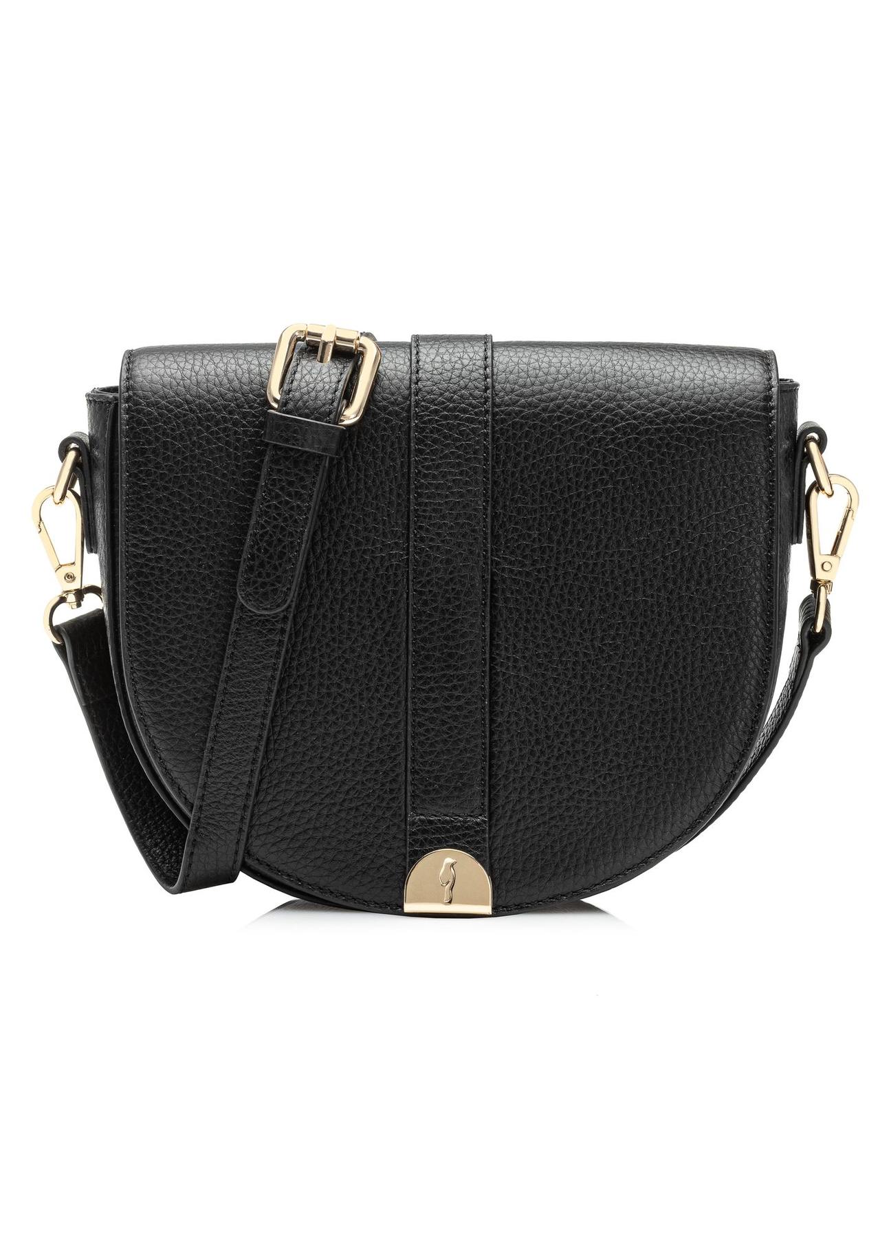 Black leather semicircular handbag TORES-0979C-99(W25)-01