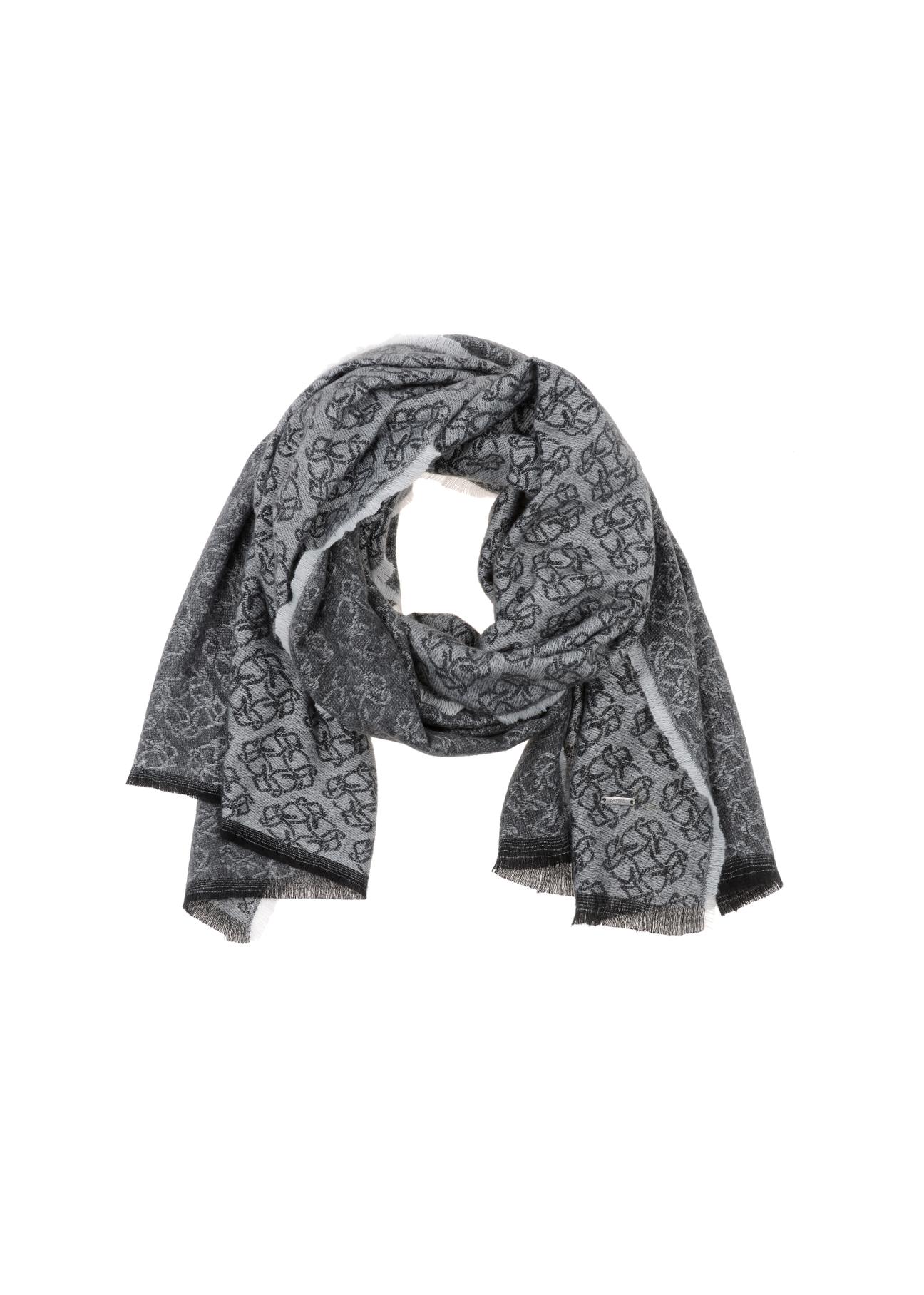 Large grey women's scarf in monogram SZADT-0130A-91(Z23)-03