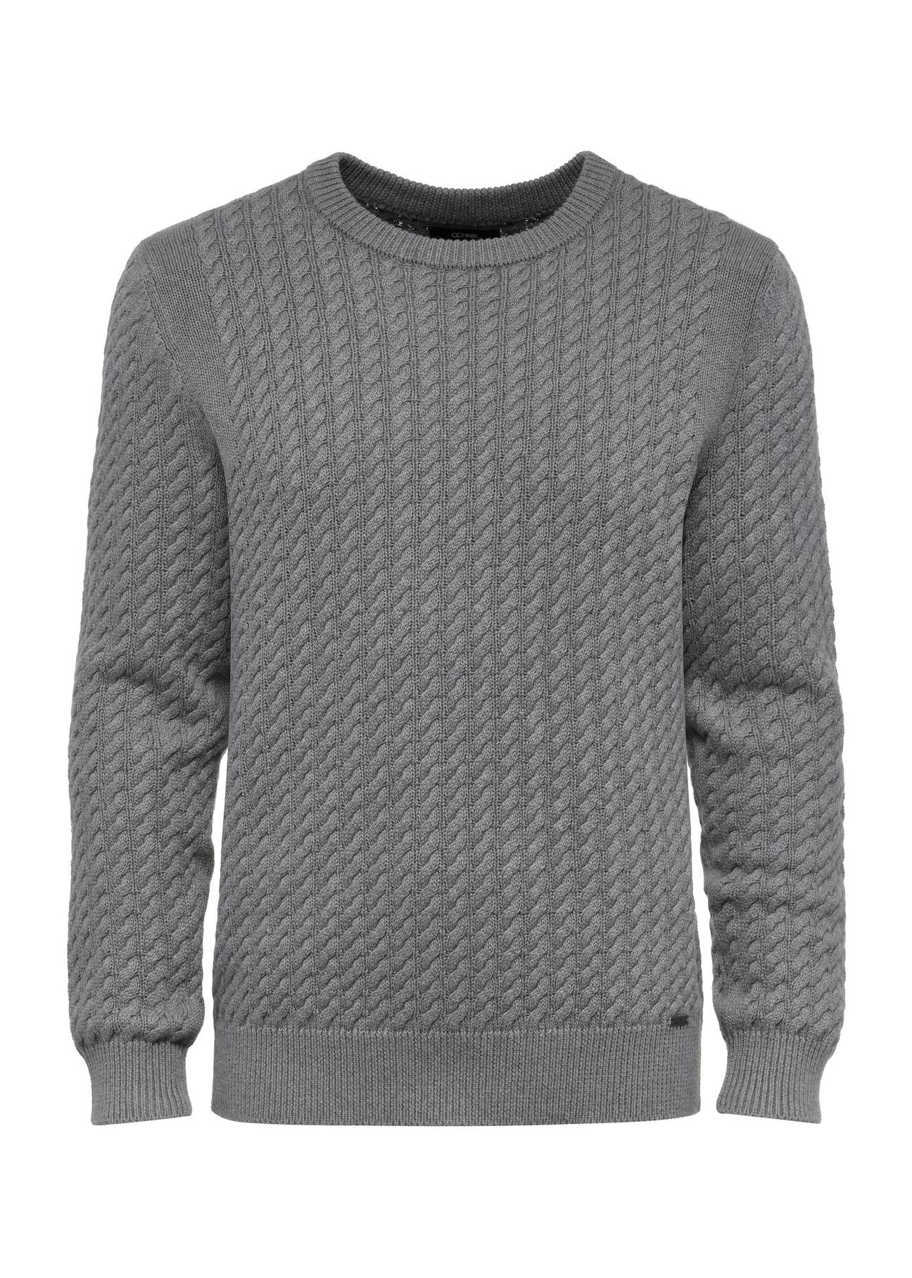 Gray men's sweater SWEMT-0154-91(Z24)-04