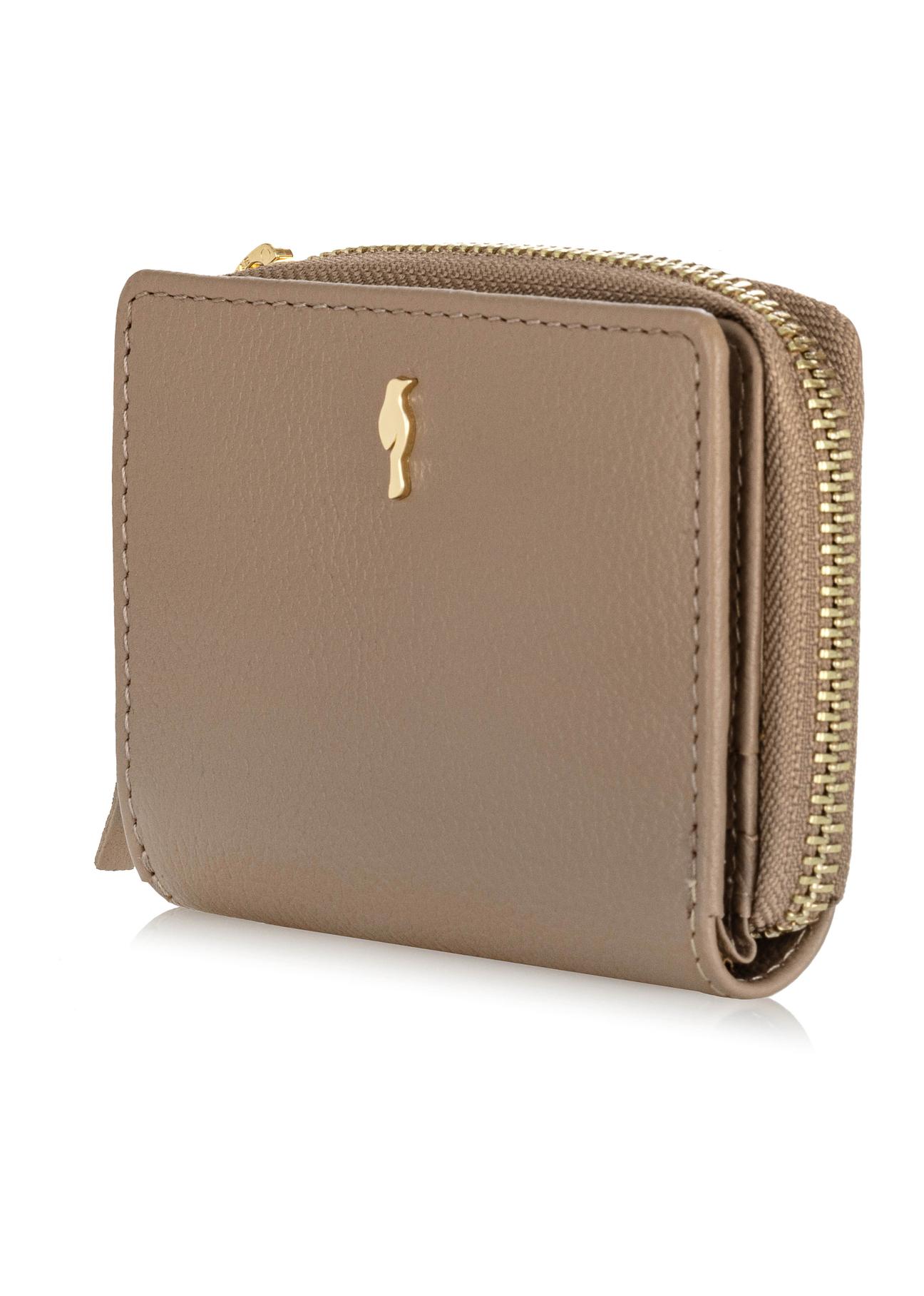 Women's small beige leather wallet PORES-0810-82(W24)-02