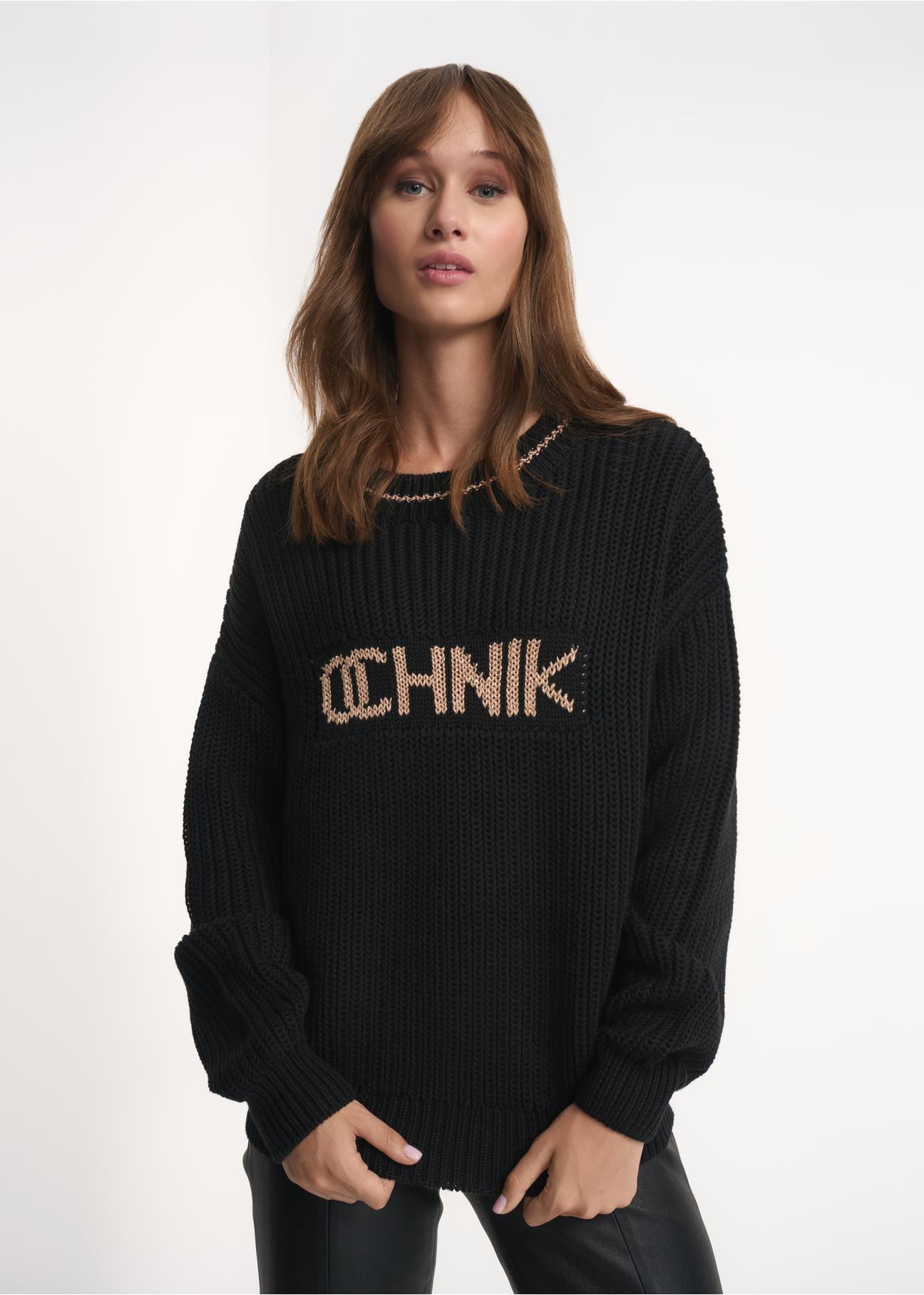 Black women's sweater with OCHNIK logo SWEDT-0163-99(Z22)-01