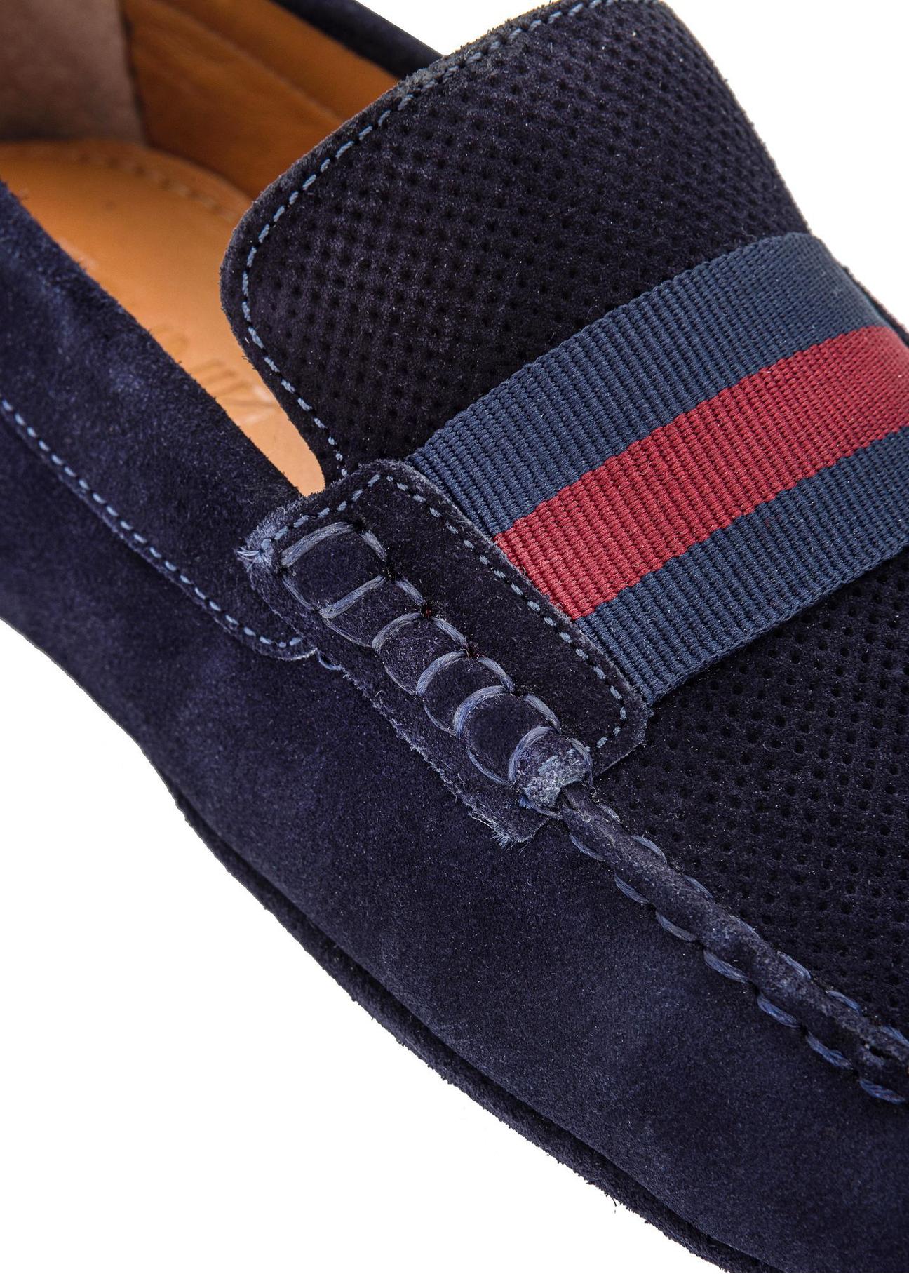 Navy blue leather moccasins for men BUTYM-0428-69(W24)-06