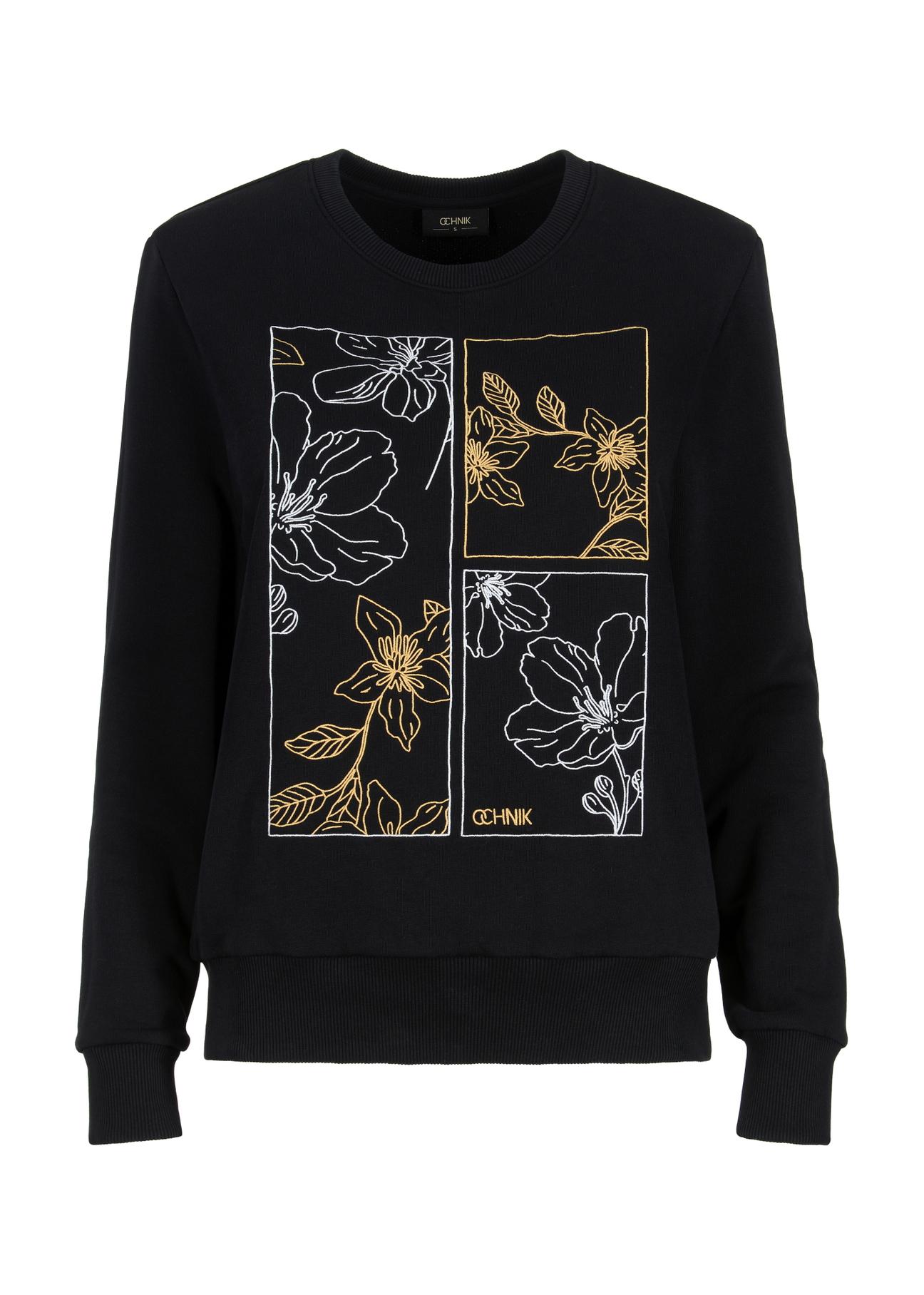 Women's black sweatshirt with print BLZDT-0090-99(Z23)-03