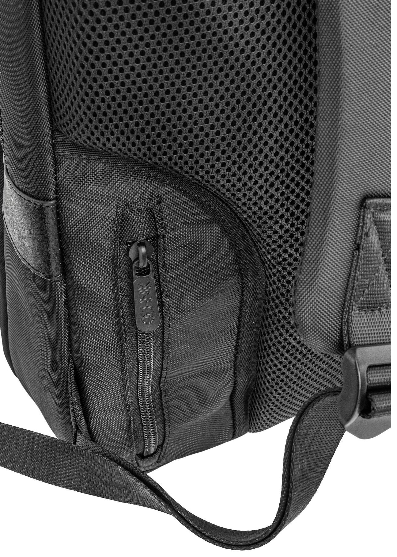 Black two-compartment men's backpack with logo PLCMN-0001C-99(Z24)-06