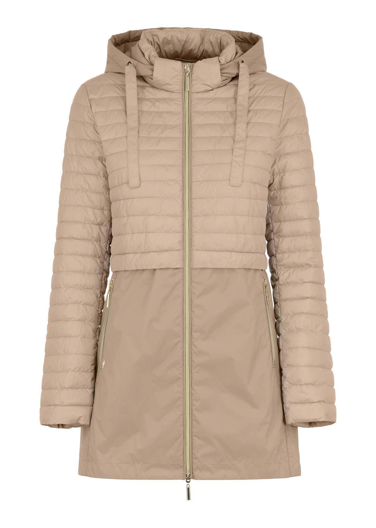 Beige women's hooded jacket KURDT-0422-81(W23)-06