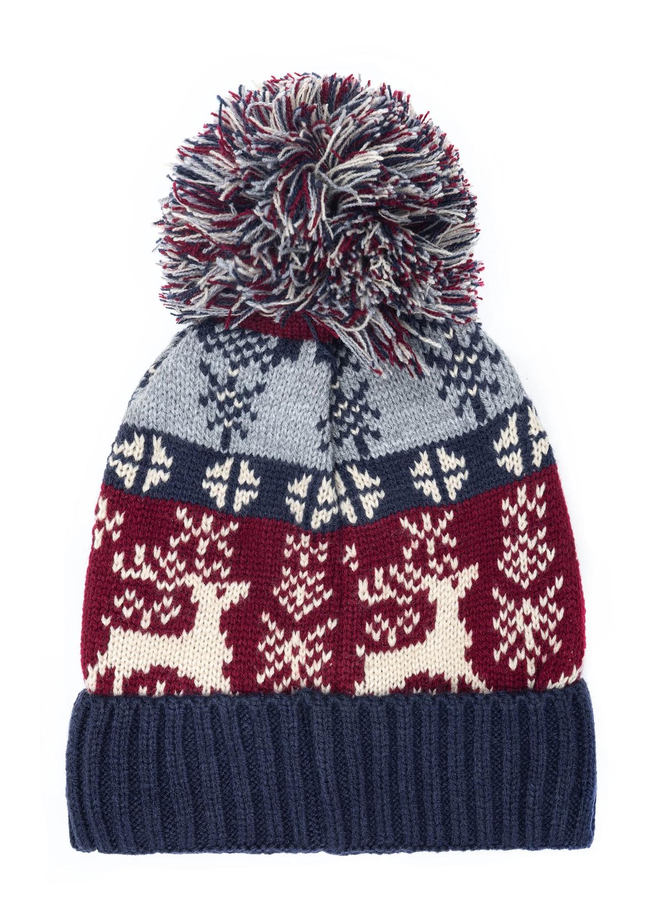 Men's winter hat with Norwegian pattern CZADT-0063A-15(Z 24)-03