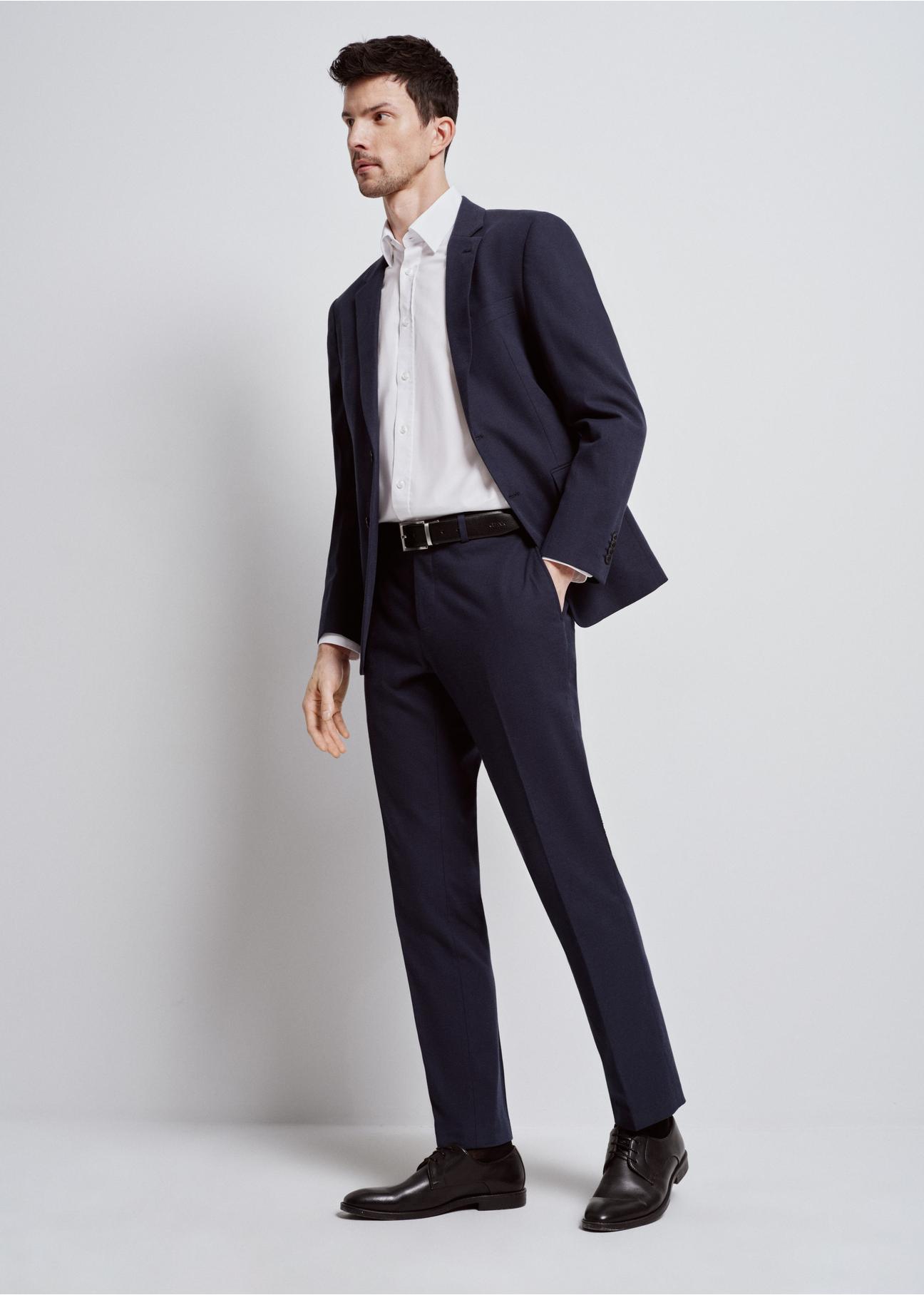 Navy blue men's suit pants SPOMT-0099-69(W24)-04