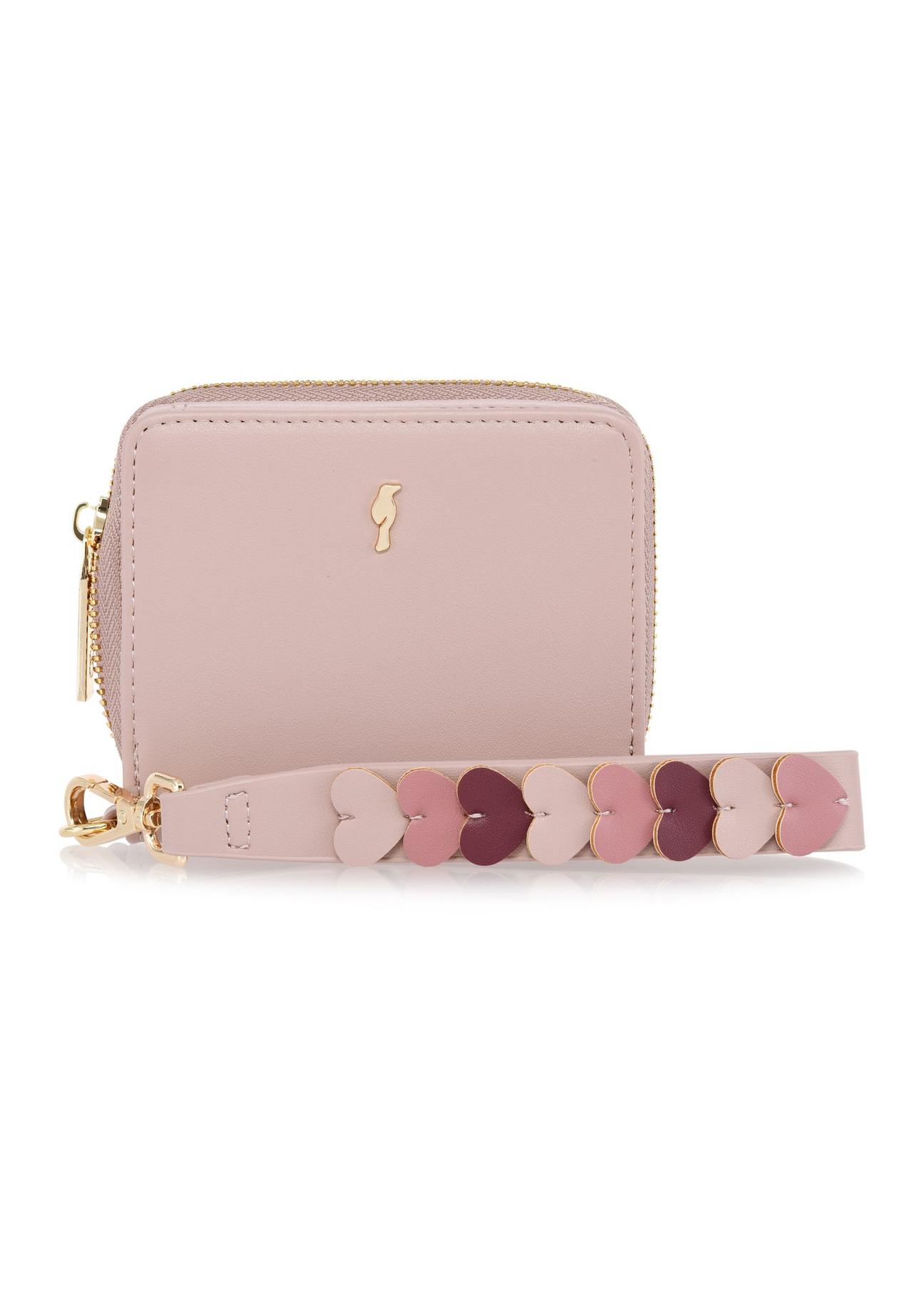 Small pink women's wallet with handle POREC-0395-31(Z24)-01