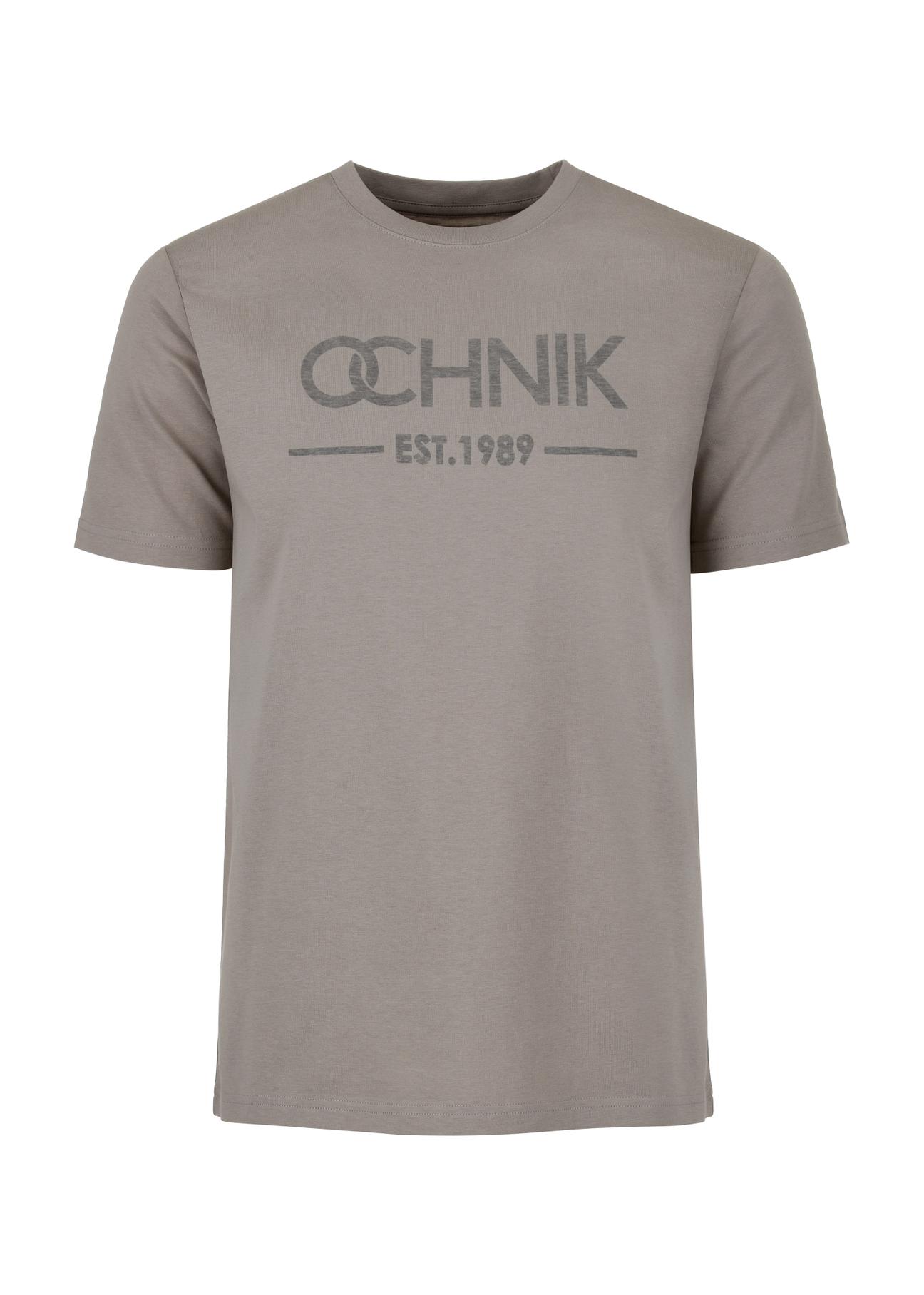 Grey men's T-shirt with logo TSHMT-0095-66(W24)-04