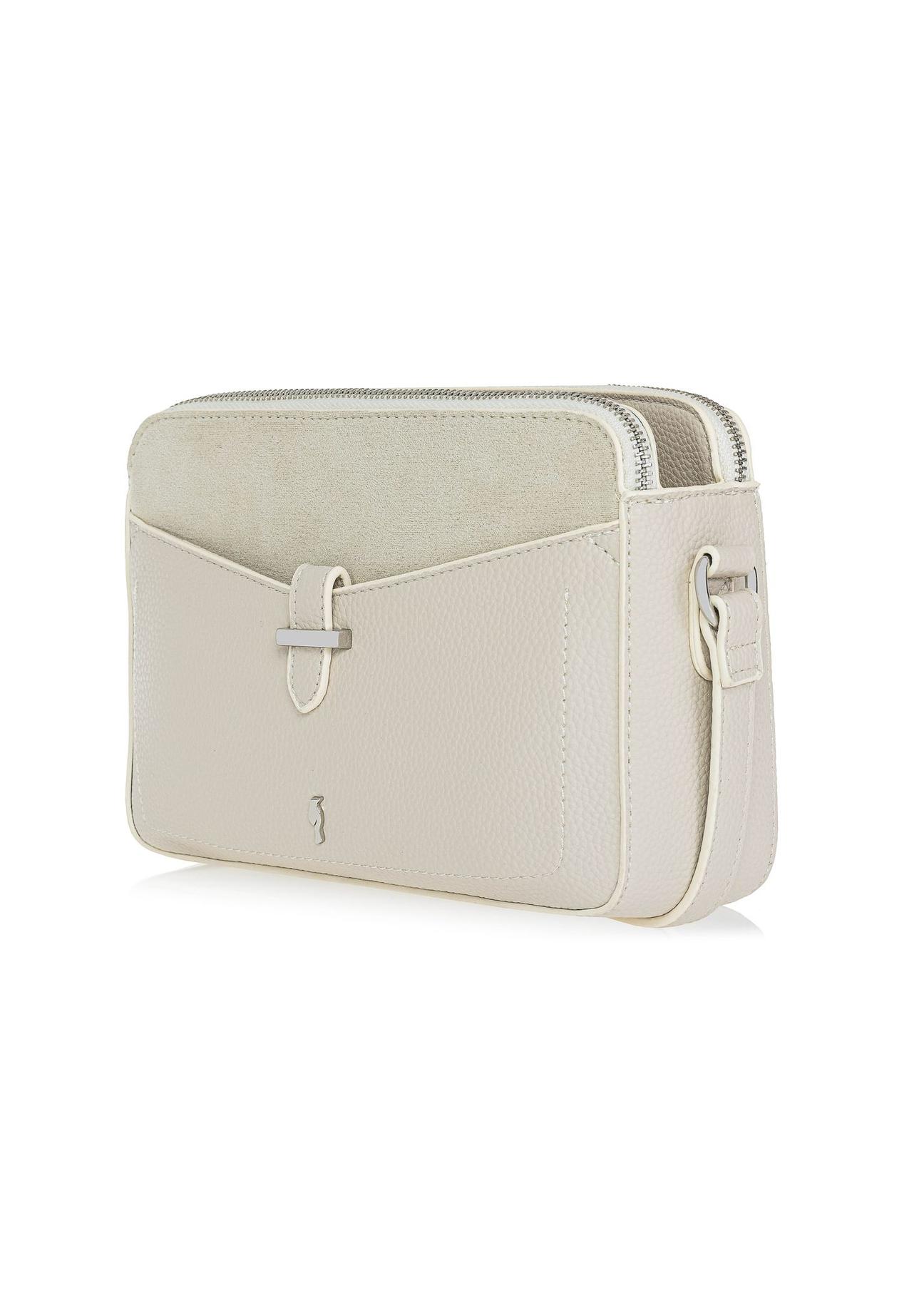 Cream three-compartment women's handbag TOREC-0830A-12(W25)-02