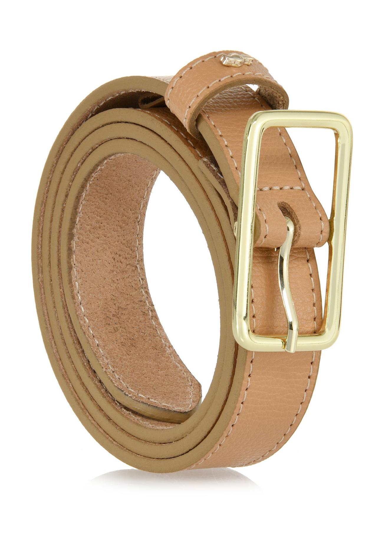 Beige leather women's belt PASDS-0307-81(W24)-02