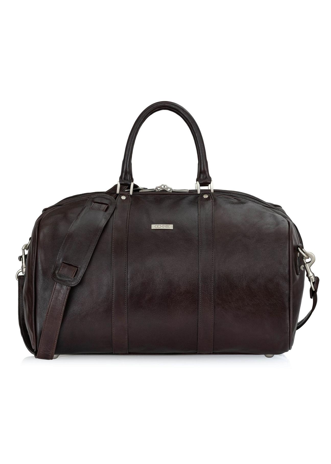 Dark brown leather men's travel bag TB-250-90(KS)-01