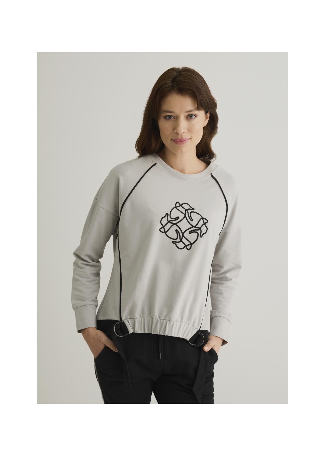 Gray women's sweatshirt with monogram BLZDT-0070-91(W23)-01