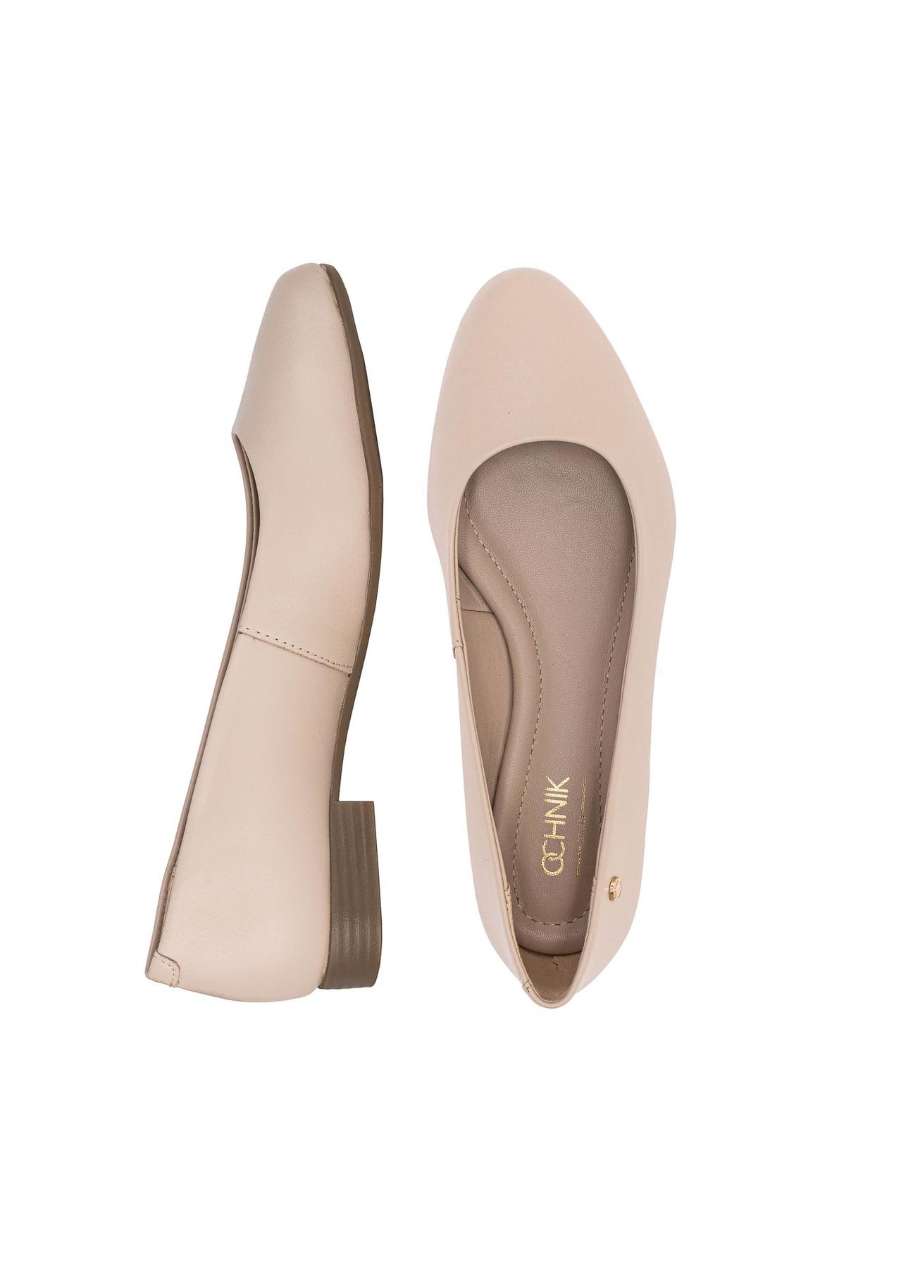 Beige leather women's ballerinas BUTYD-1049A-81(Z24)-08