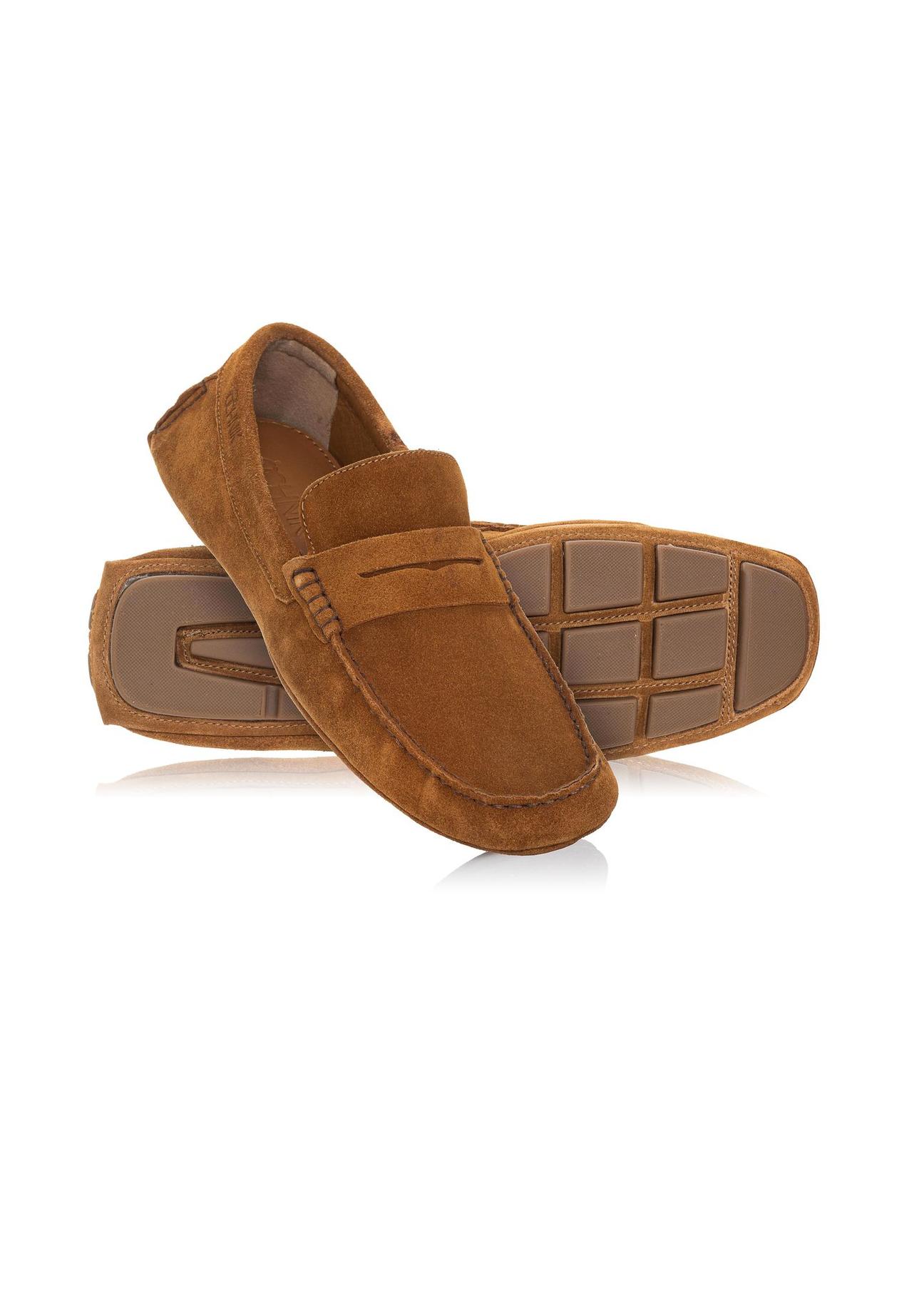 Brown leather men's moccasins BUTYM-0429-83(W23)-04