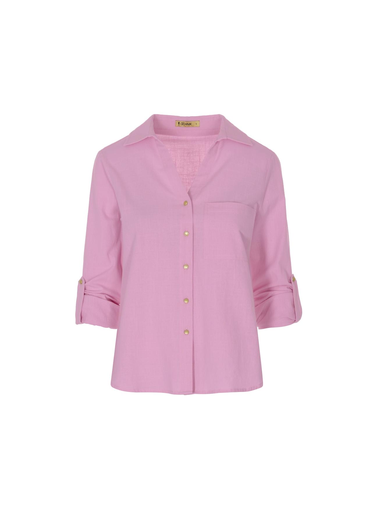 Pink cotton shirt for women KOSDT-0092-34(W22)-04