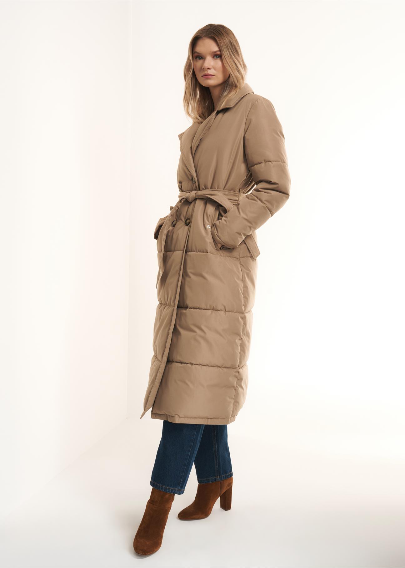 Women's autumn coat with belt KURDT-0385-81(Z22)-03