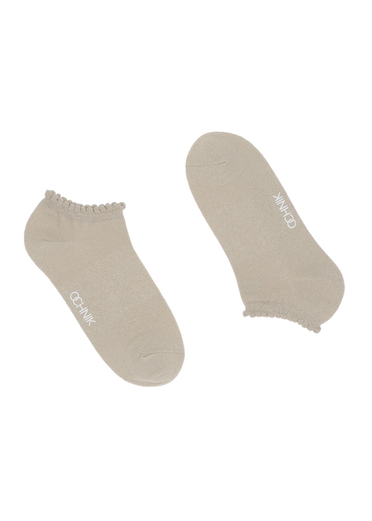 Women's short beige socks SKADT-0055A-81(W24)-01