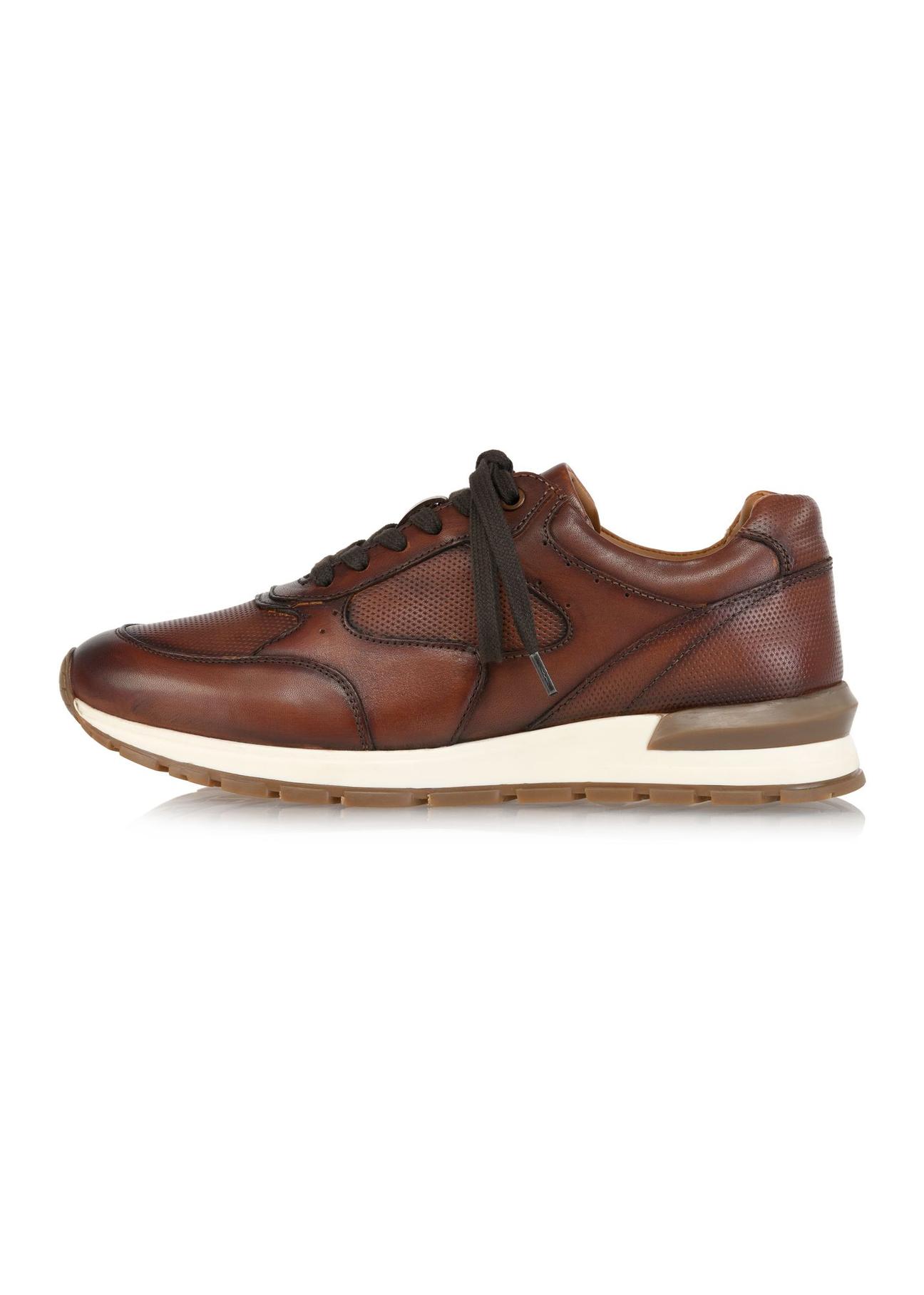 Brown leather men's sneakers BUTYM-0480-88(Z24)-03