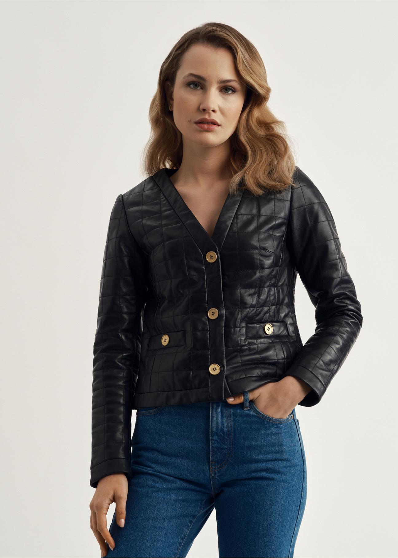 Quilted leather jacket for women KURDS-0417-1036(W23)-01