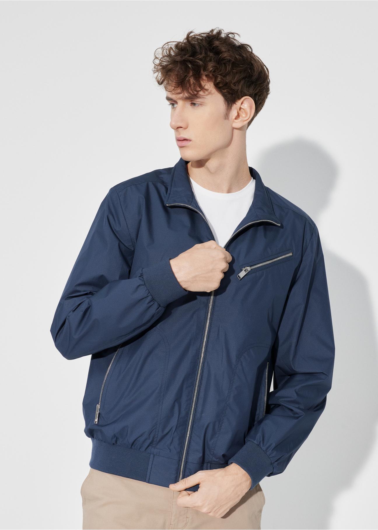 Navy blue men's bomber jacket KURMT-0299-69(W24)-04