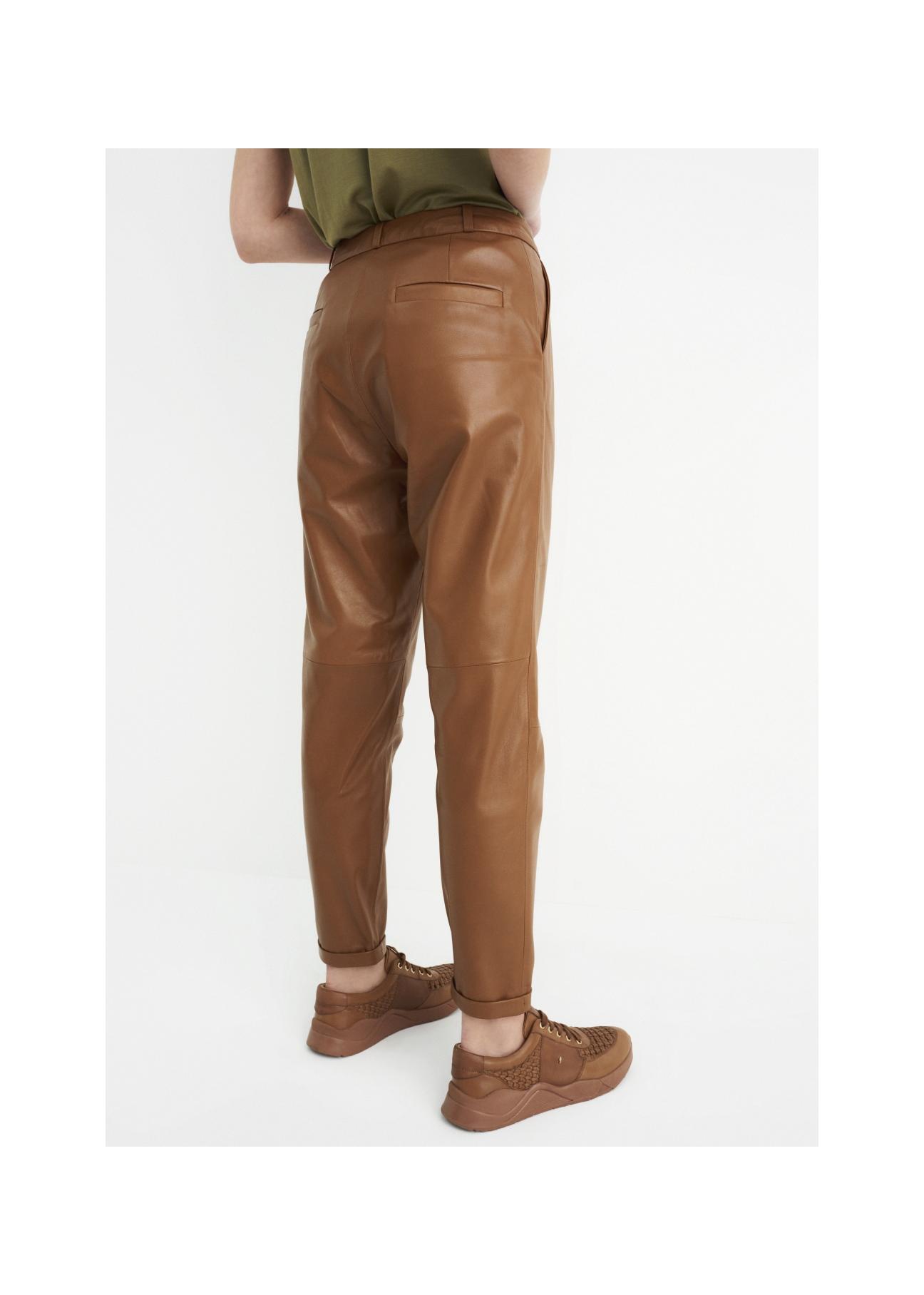 Women's caramel leather pants SPODS-0022-1103(W22)-05