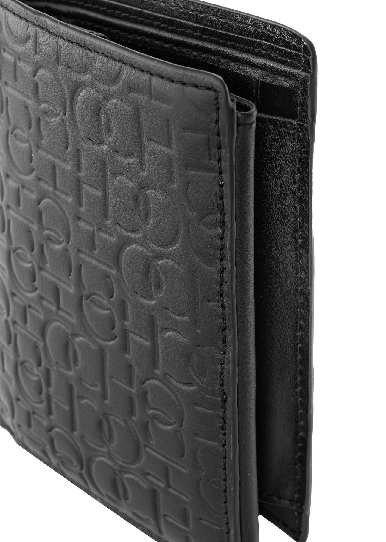 Men's black leather wallet with monogram PORMS-0600-98(Z23)-06