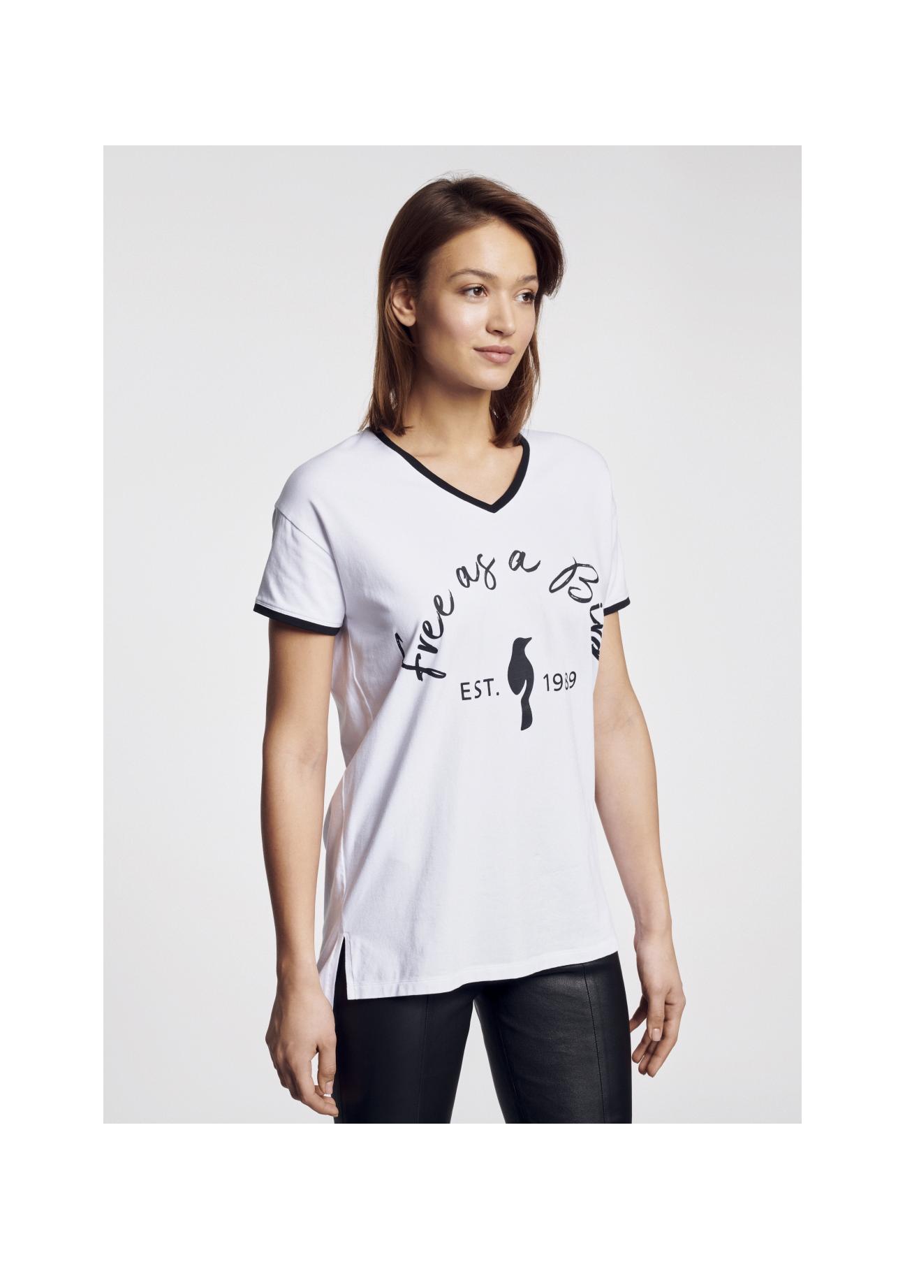 White Women's V-neck T-shirt TSHDT-0065-11(W21)-01