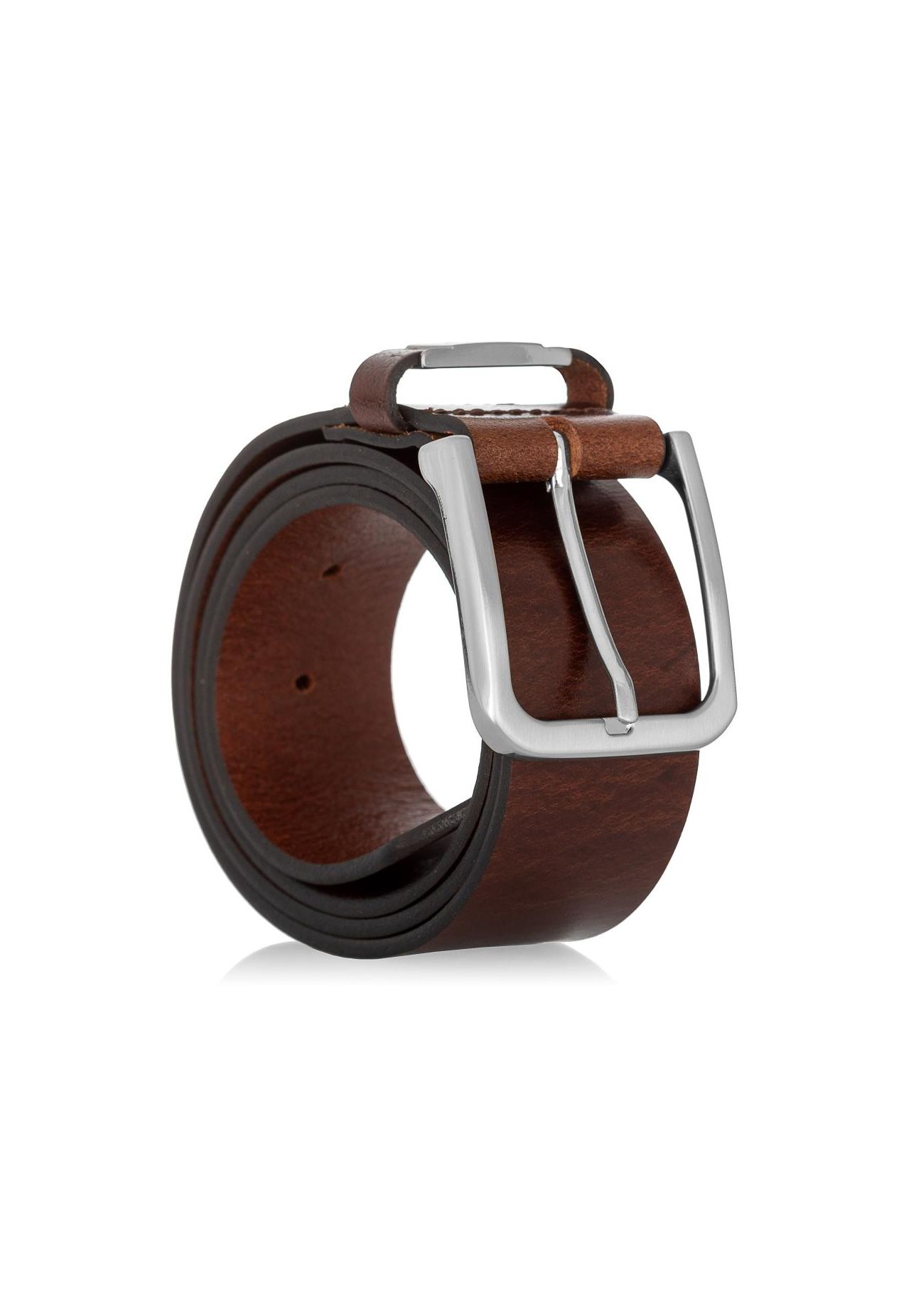 Brown leather men's belt PASMS-0129B-89(W23)-02