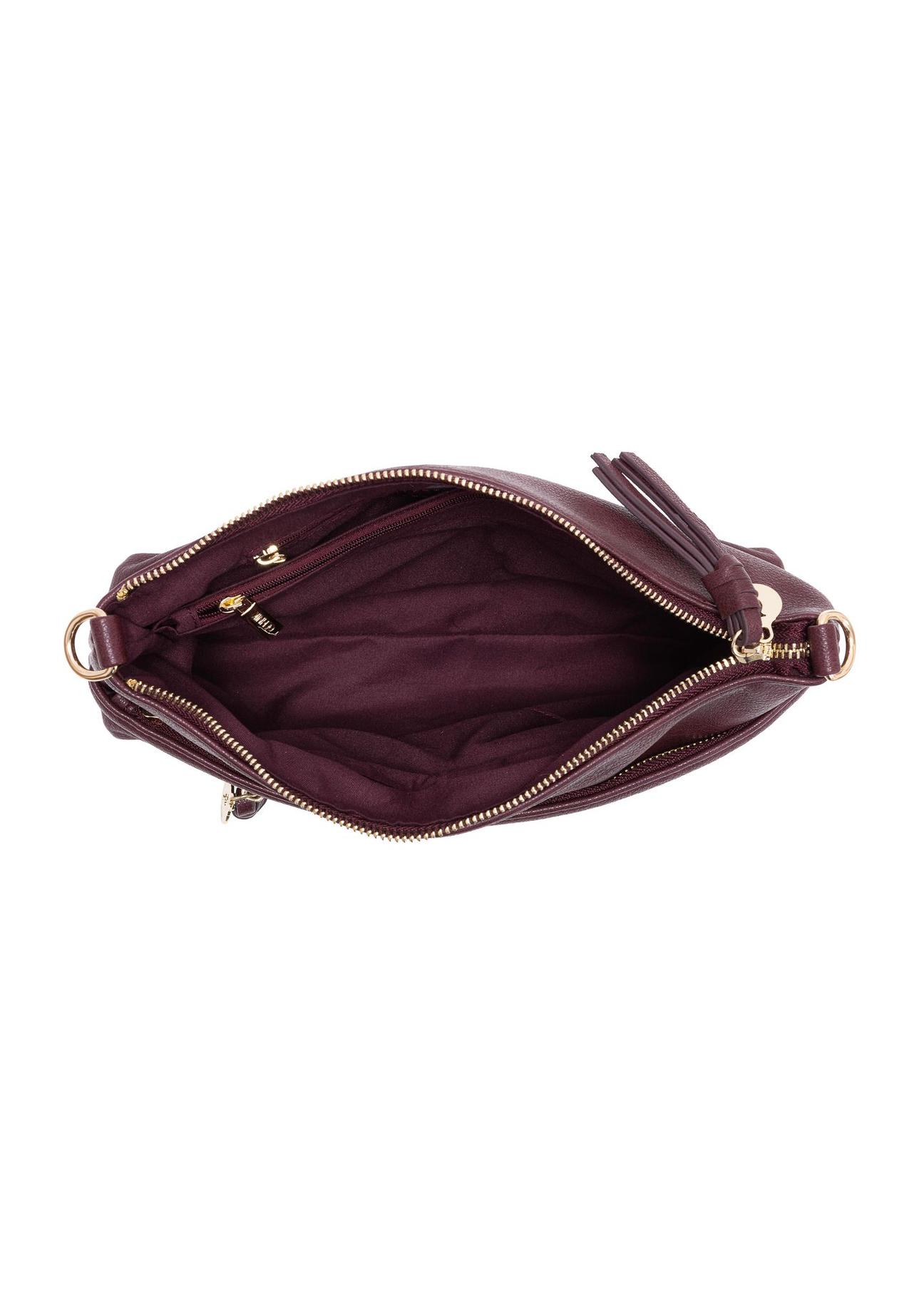 Maroon women's three-compartment handbag TOREC-0838-49(Z23)-05