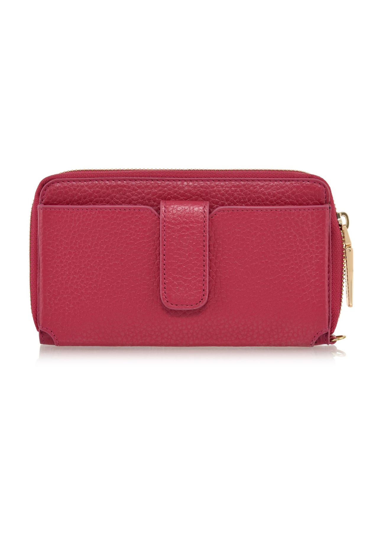 Pink leather women's belt wallet PORES-0897-34(W24)-04