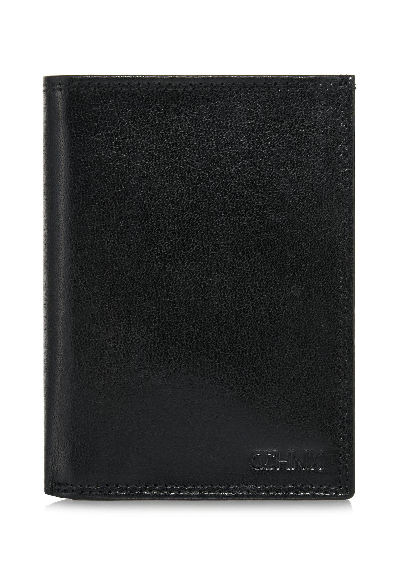 Men's leather unbuttoned black wallet PORMS-0554-99(W24)-01