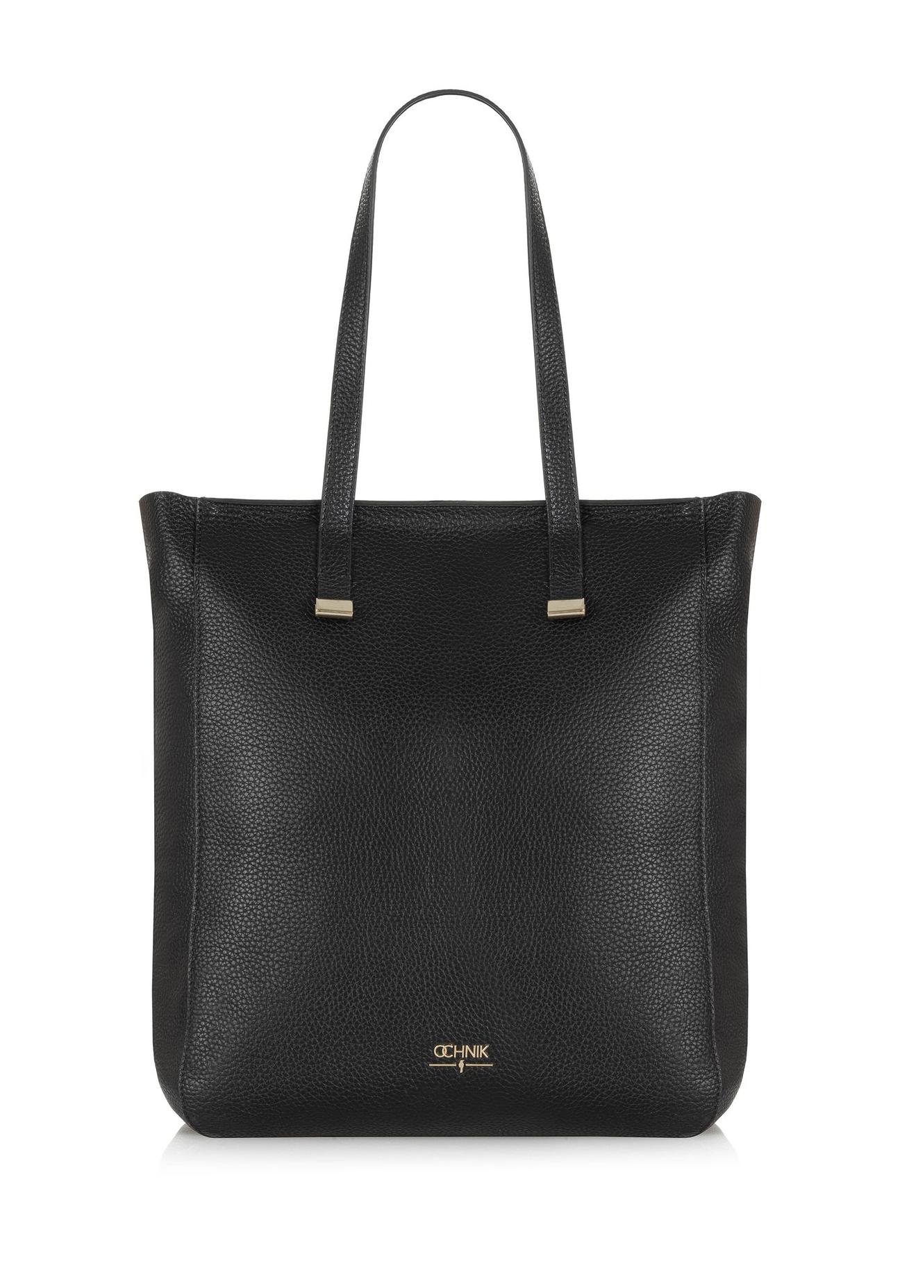 Women's black leather shopper bag TORES-1037-99(Z24)-02